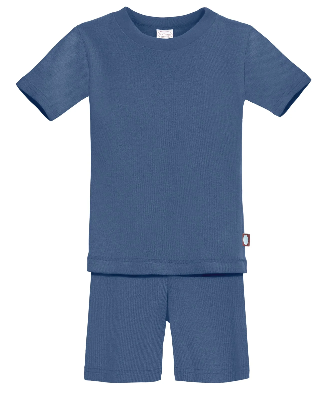 Boys and Girls Soft Organic Cotton Short Sleeve Snug Fit Pajama Set | Smurf - Remutear
