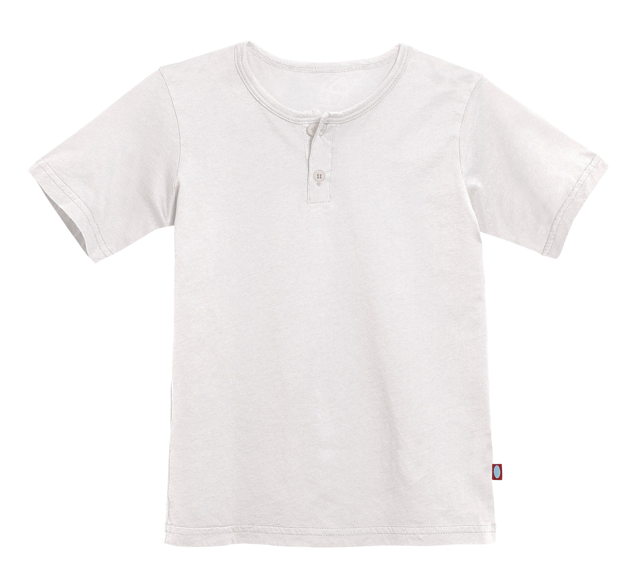 Boys Soft Organic Cotton Jersey Short Sleeve Henley Tee | White - Remutear