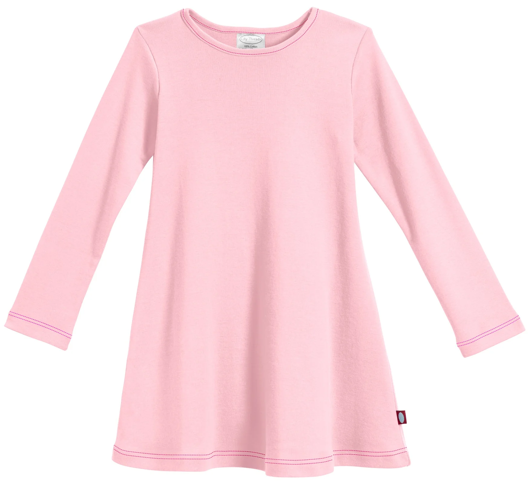 Girls Soft Cotton Long Sleeve Baby Rib Dress | Pink - Remutear