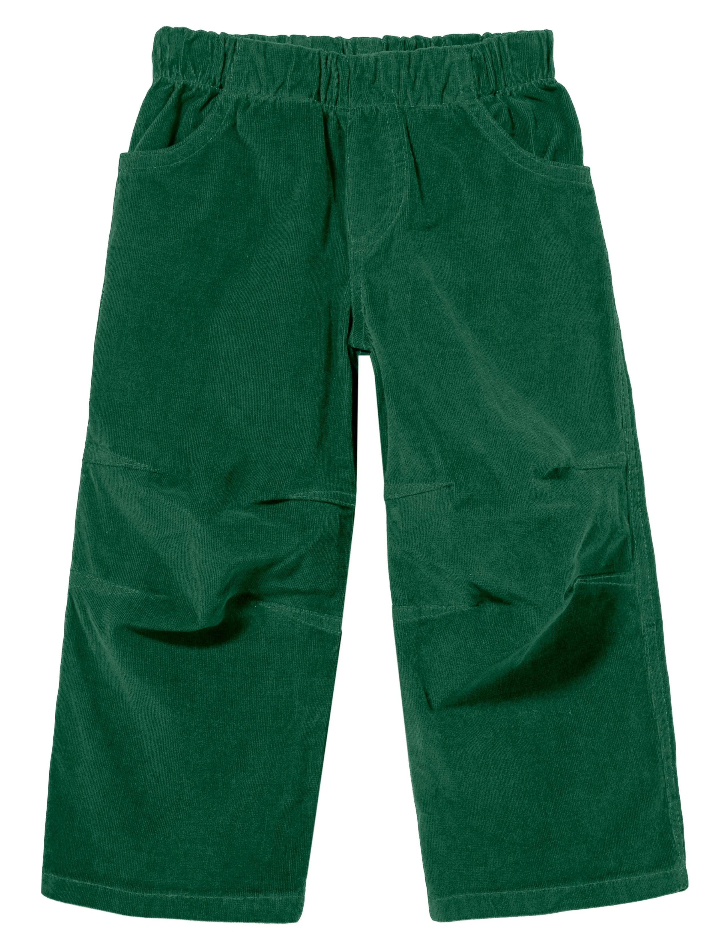Soft Stretch Cord Pants With Knee Articulation - Matching Stitch | Forest Green - Remutear