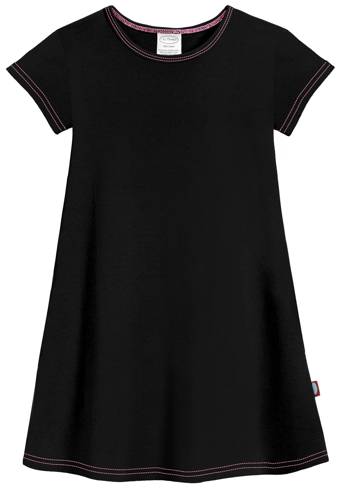 Girls Soft Cotton Jersey Cap Sleeve Dress | Black - Remutear