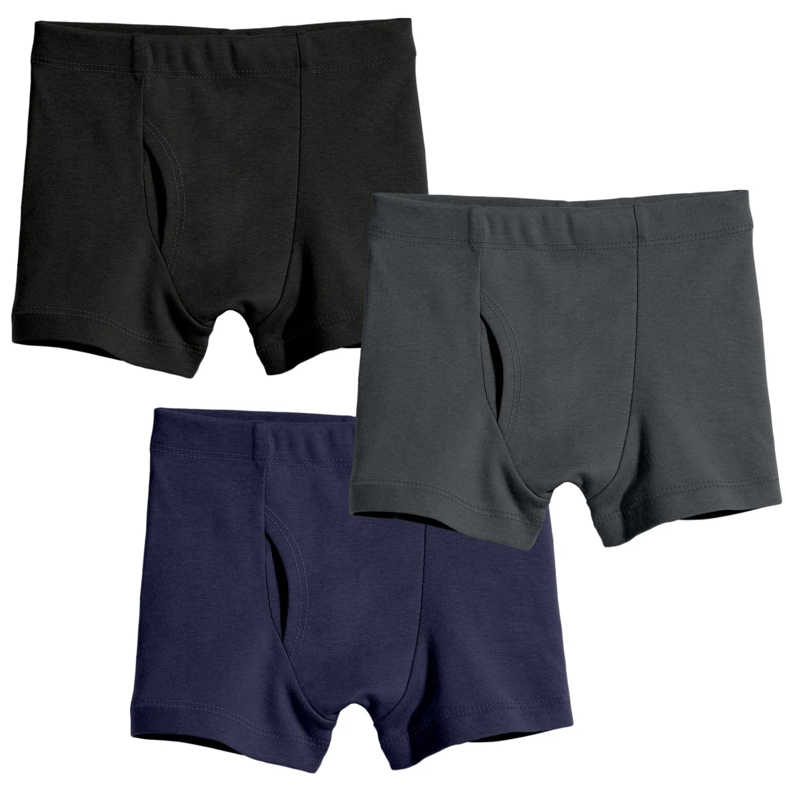 Boys Organic Cotton Boxer Brief - 3 PACK | Black/Charcoal/Navy - Remutear