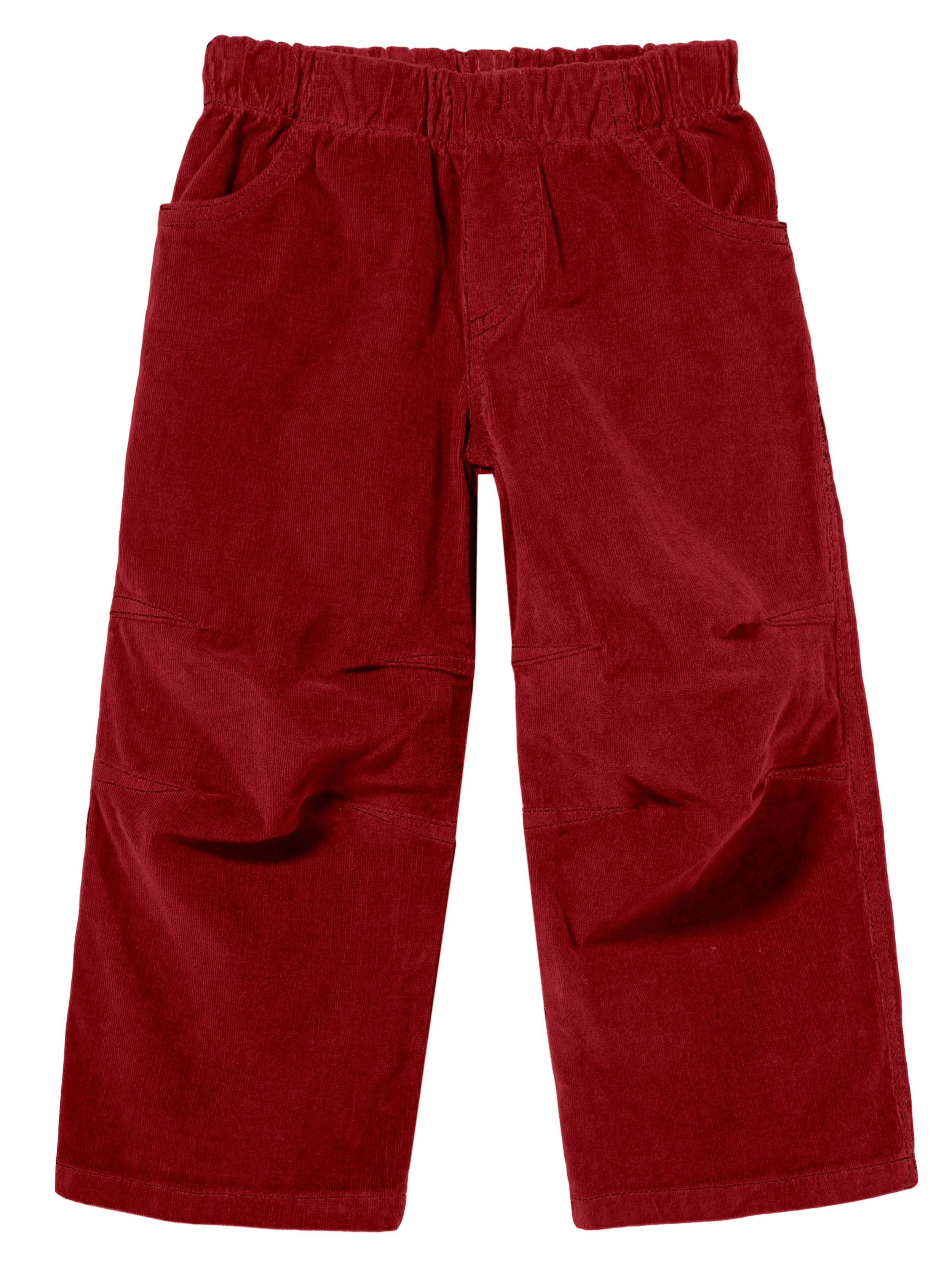 Soft Stretch Cord Pants With Knee Articulation - Matching Stitch | Dark Red - Remutear