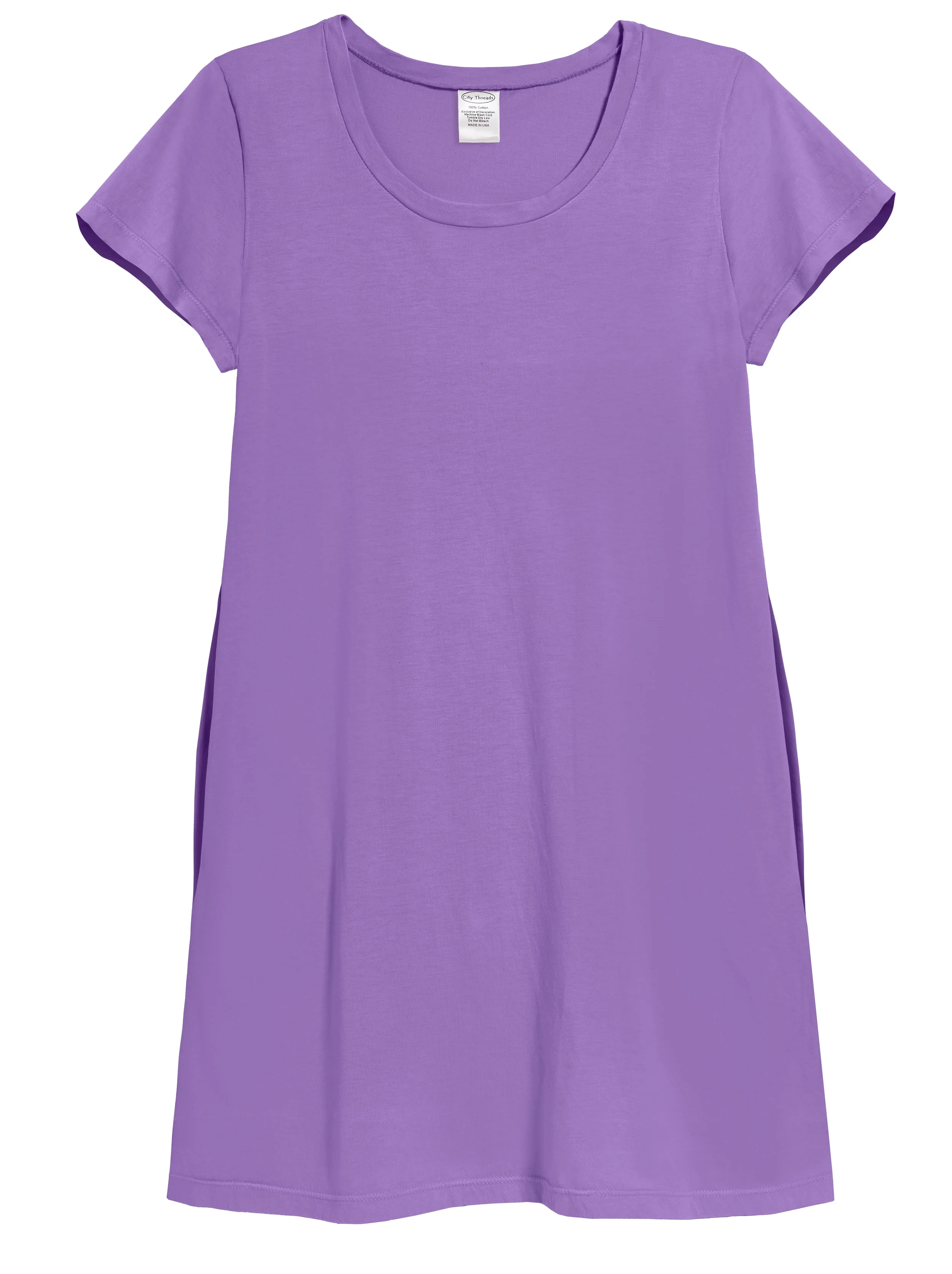 Women's Soft Supima Cotton Easy Cover-Up T-Shirt Pocket Dress | Deep Purple - Remutear