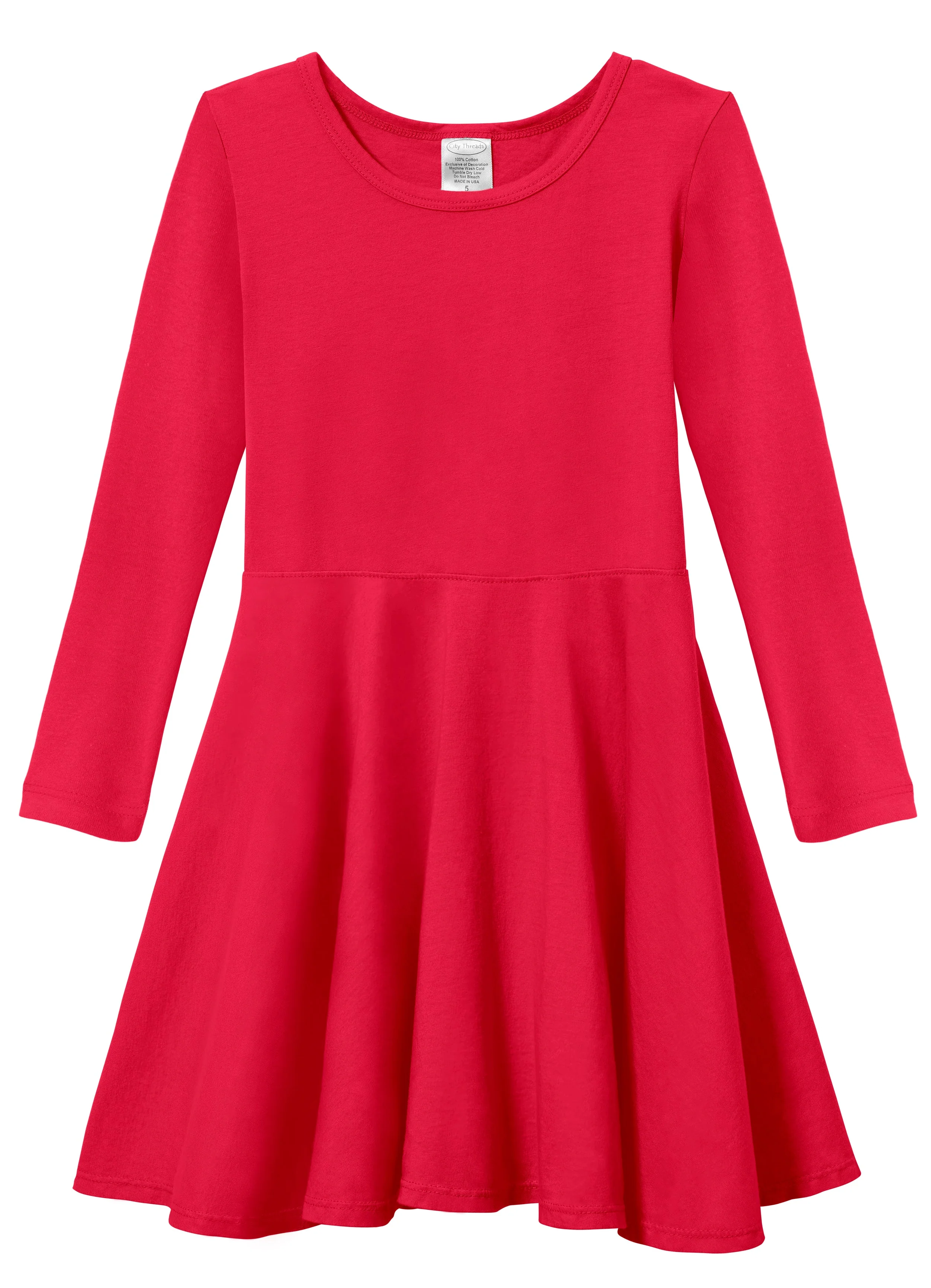 Girls Soft Cotton Jersey Long Sleeve Twirly Dress | Candy Apple - Remutear
