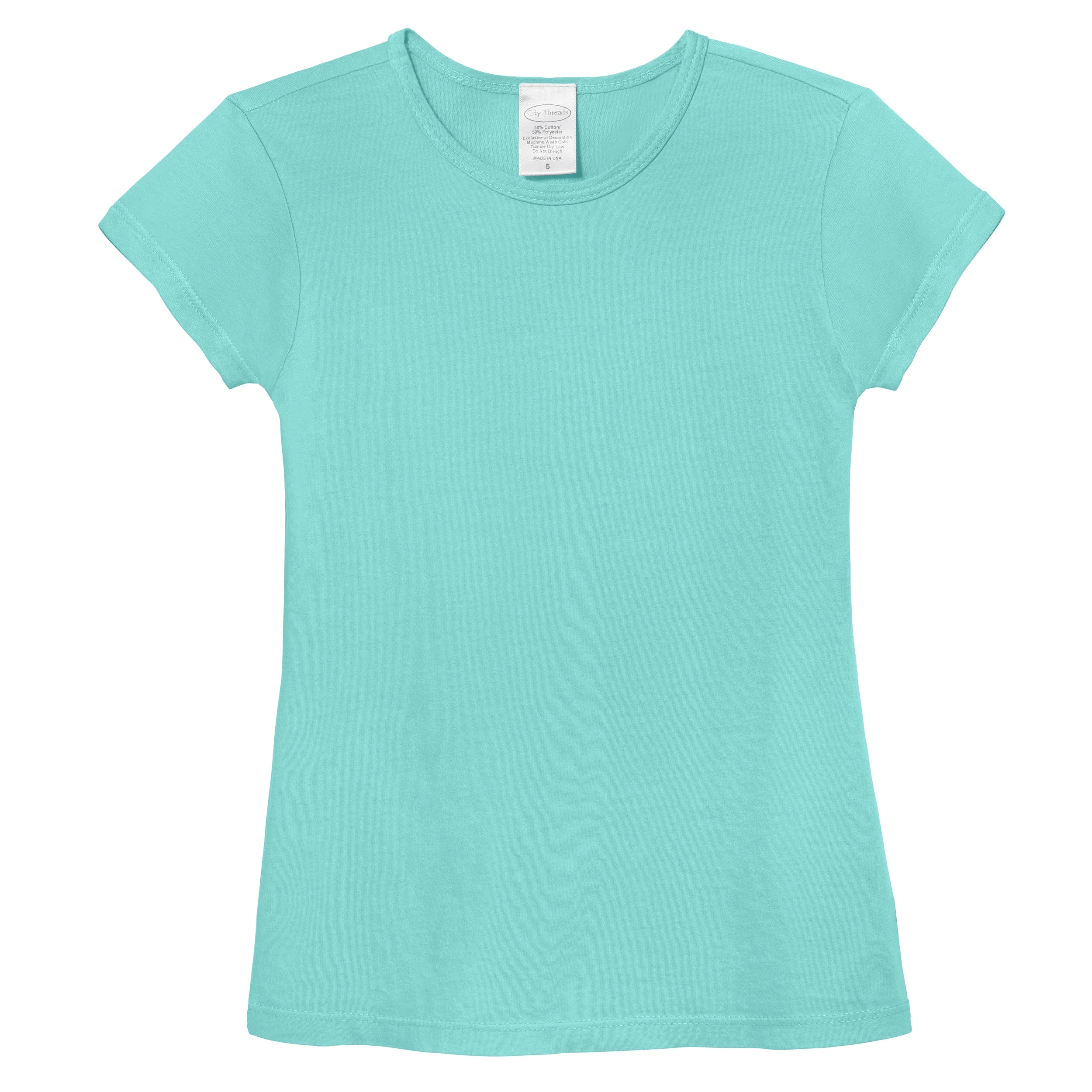 Girls Soft Cotton Jersey Cap Sleeve Crew Tee | Wave - Remutear