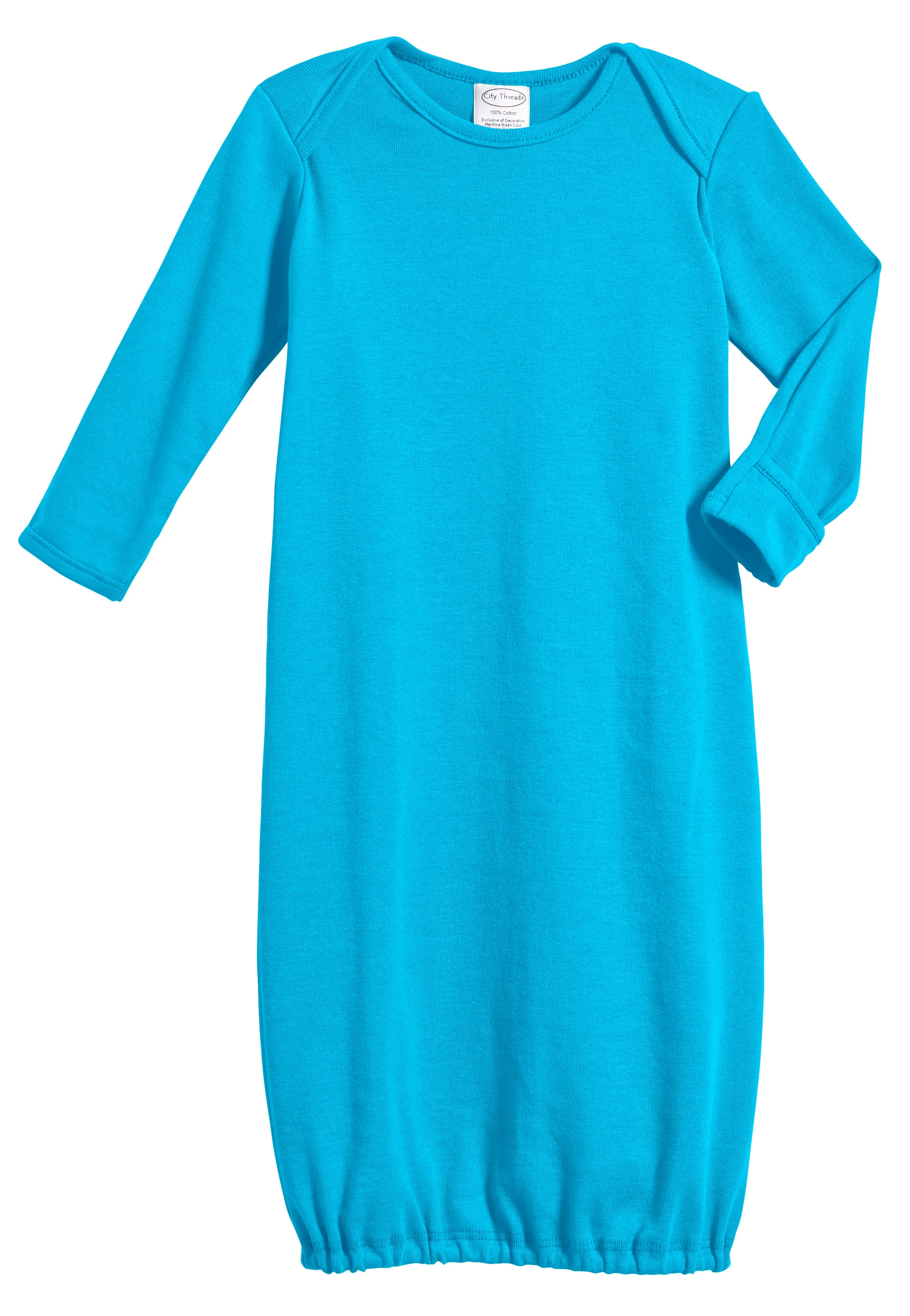 Super-Soft Organic Cotton Baby Rib Gown | Turquoise - Remutear
