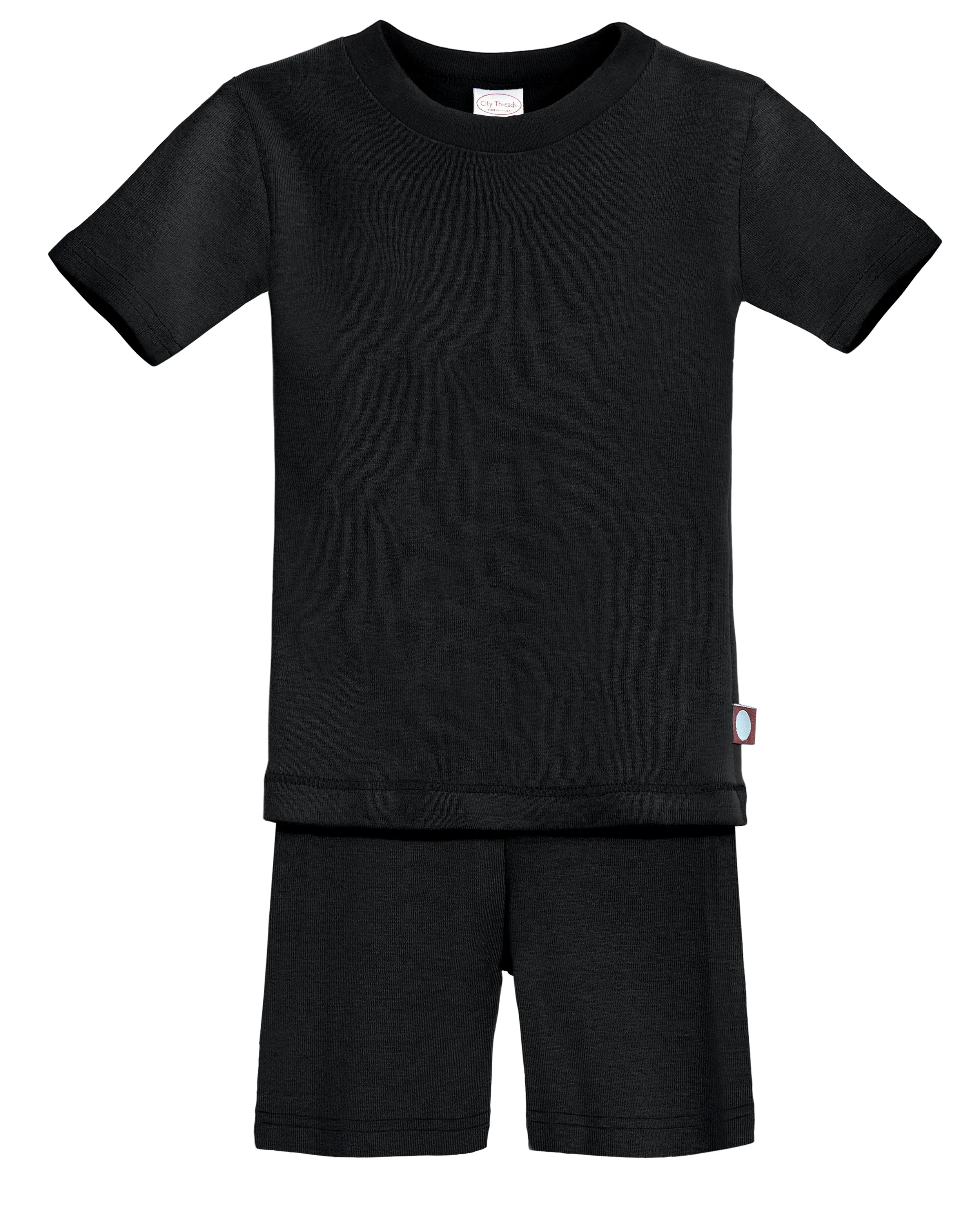 Boys and Girls Soft Organic Cotton Short Sleeve Snug Fit Pajama Set | Black - Remutear