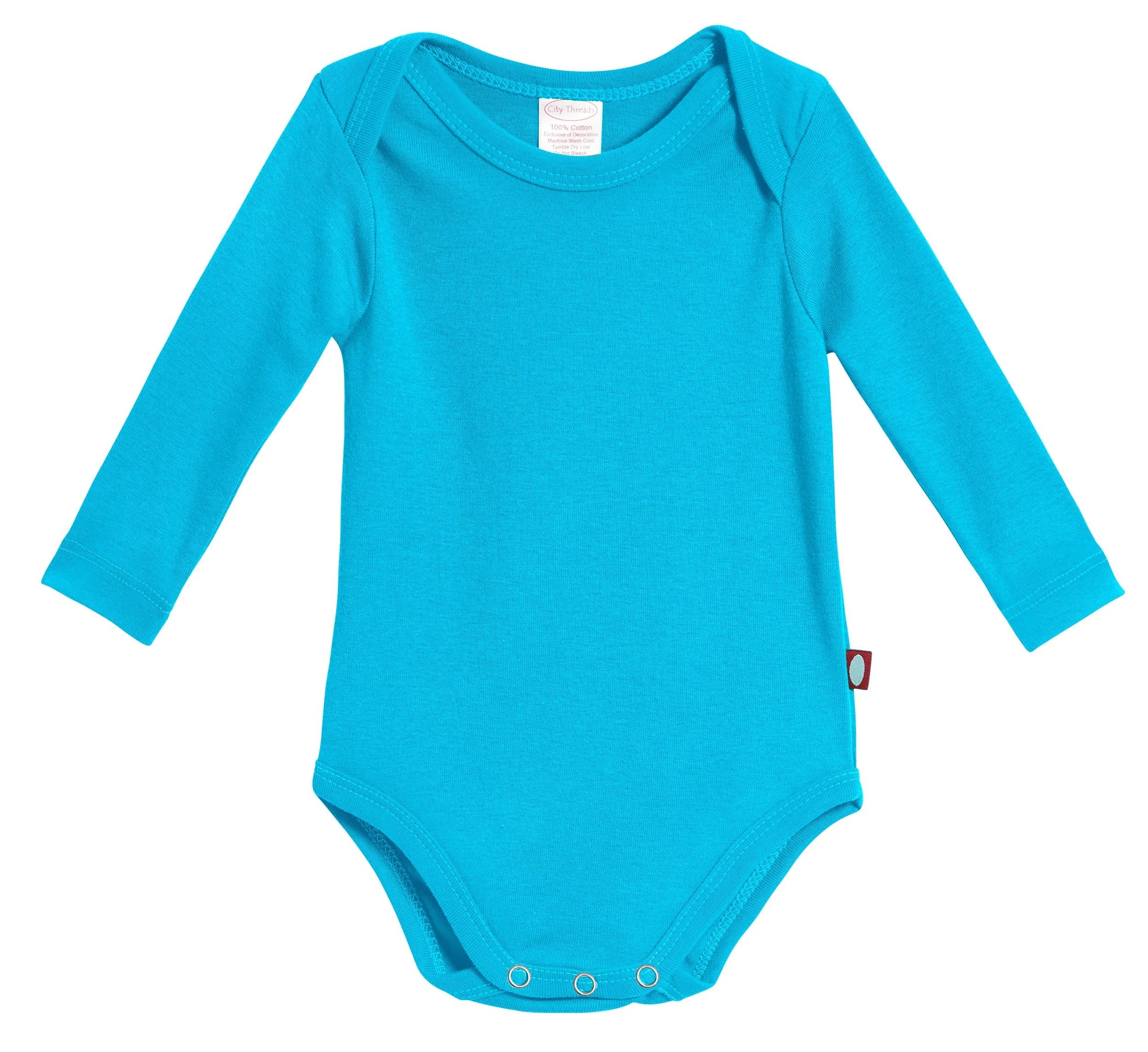 Super-Soft Organic Cotton Baby Rib Long Sleeve Snap Onesie| Turquoise - Remutear