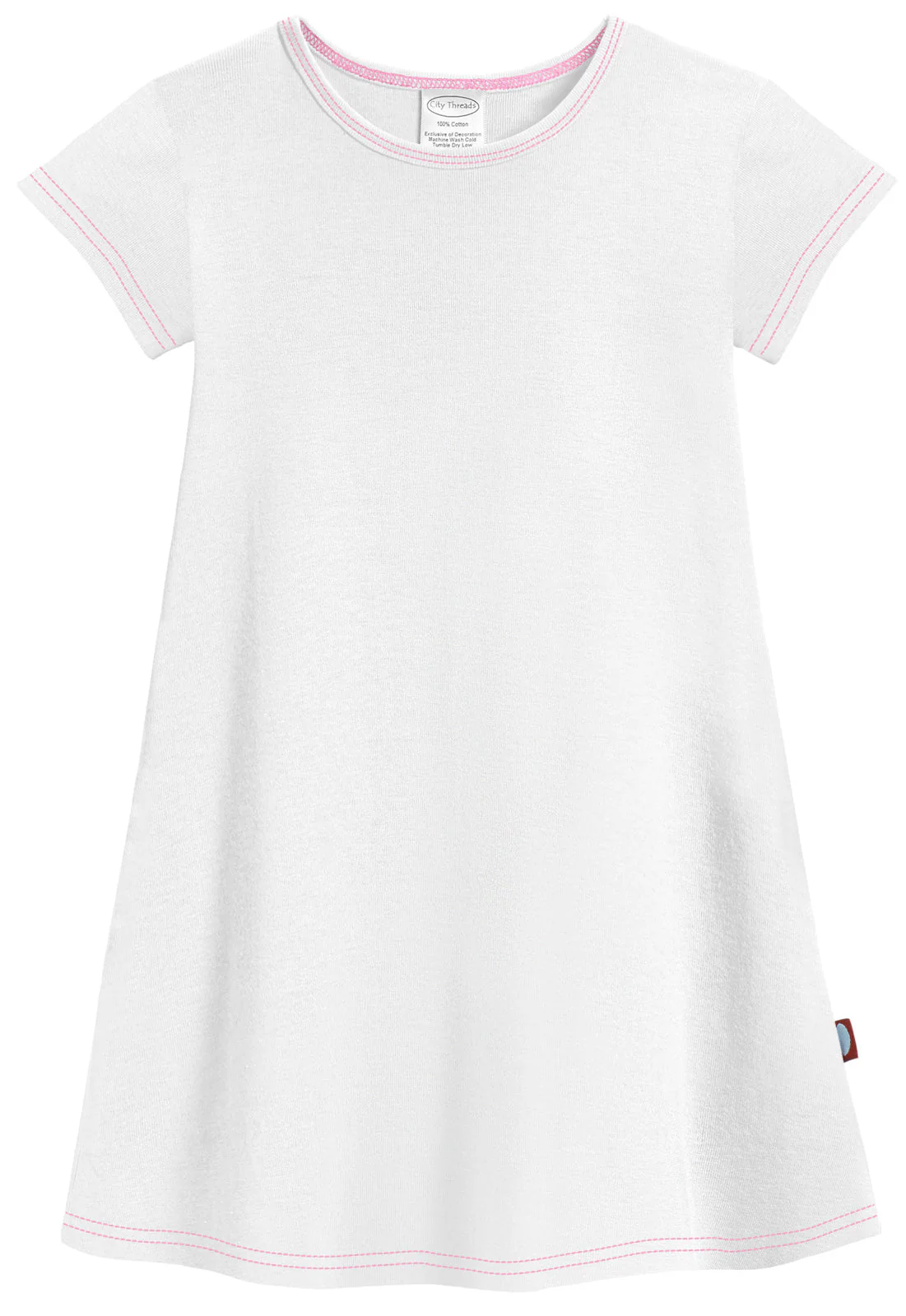 Girls Soft Cotton Jersey Cap Sleeve Dress | White - Remutear