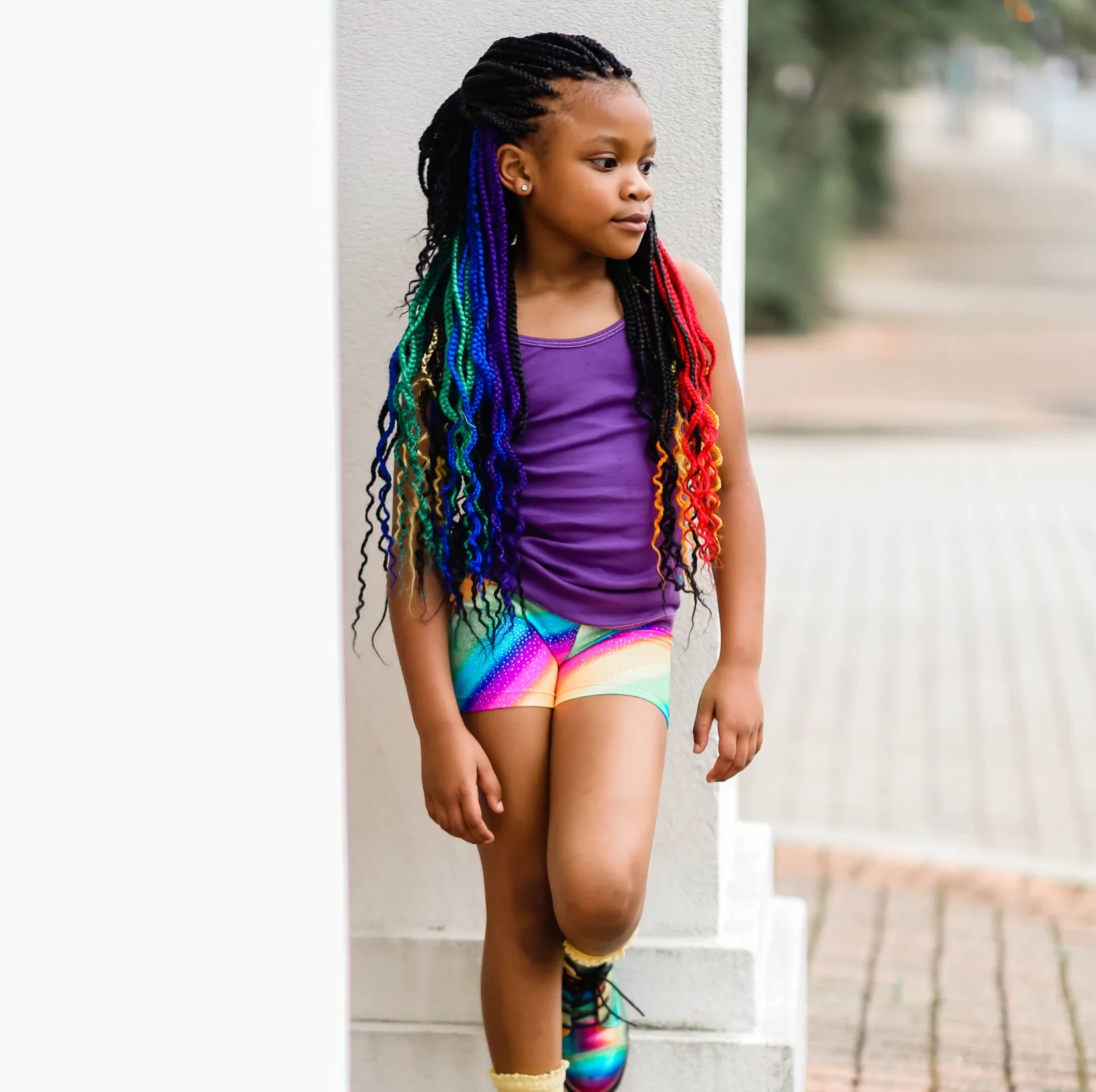 Girls Novelty Bike Shorts  | Purple Sparkly Shimmer - Remutear