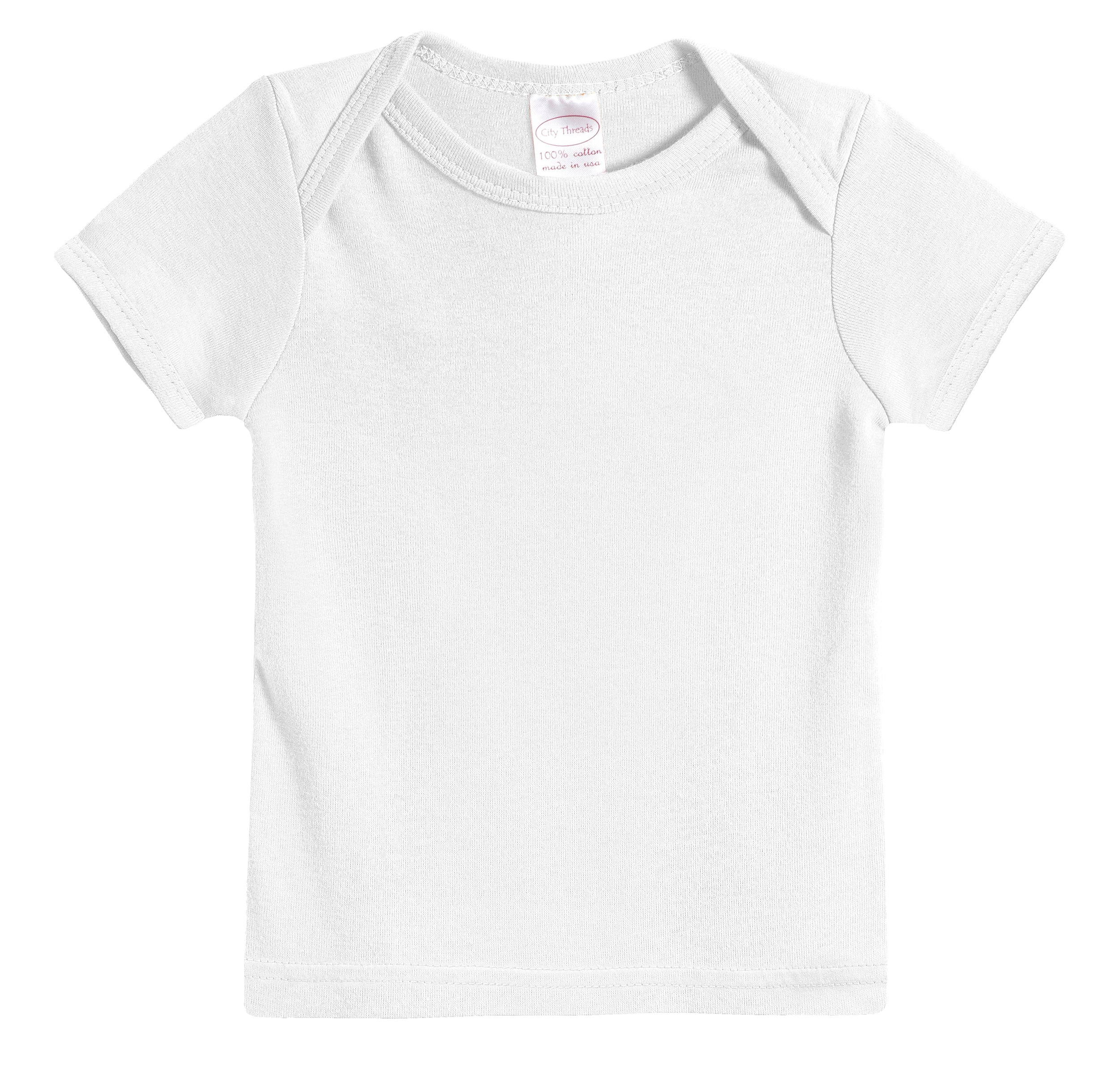 Super-Soft Organic Cotton Baby Rib Short Sleeve Lap Tee| White - Remutear