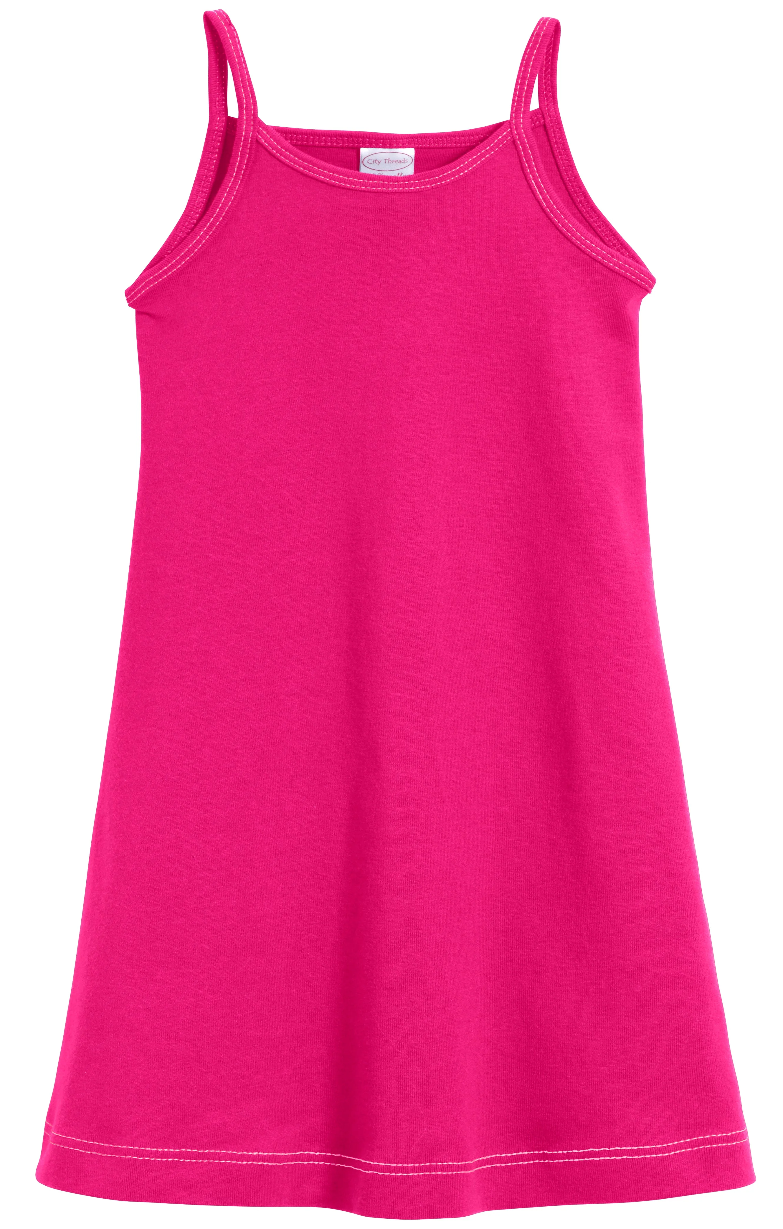 Girls Soft Cotton Camisole Dress  | Hot Pink - Remutear