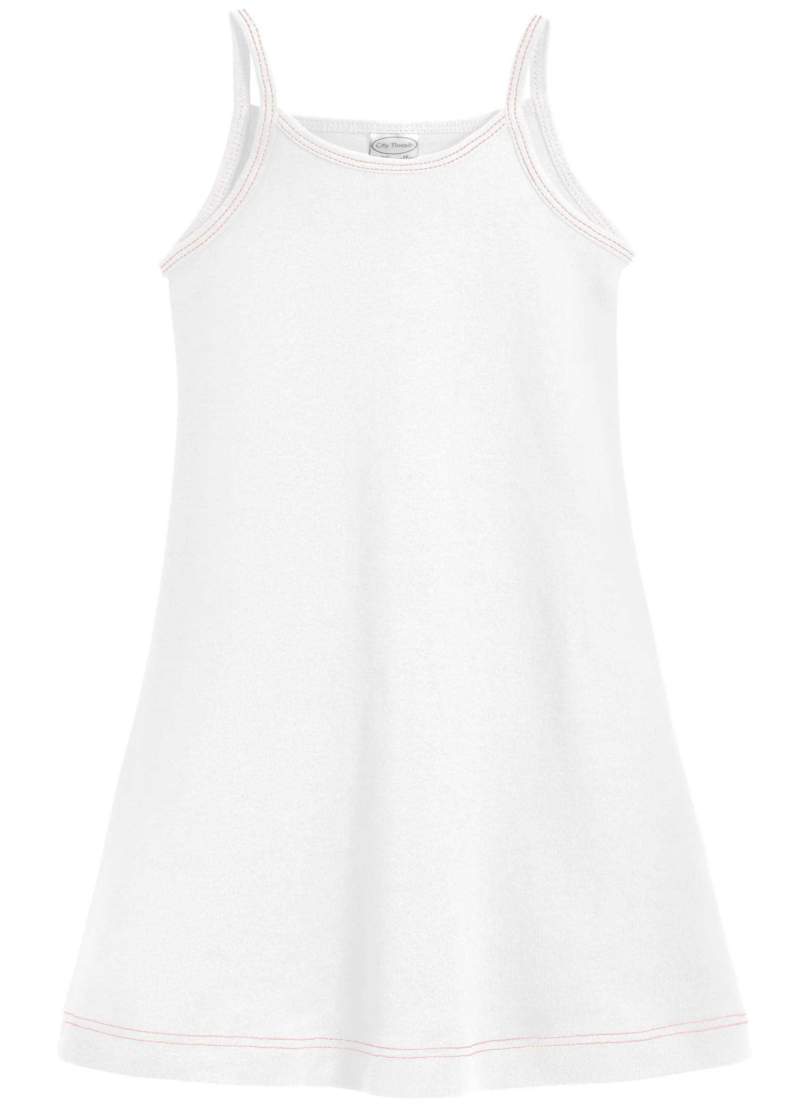 Girls Soft Cotton Camisole Dress  | White - Remutear