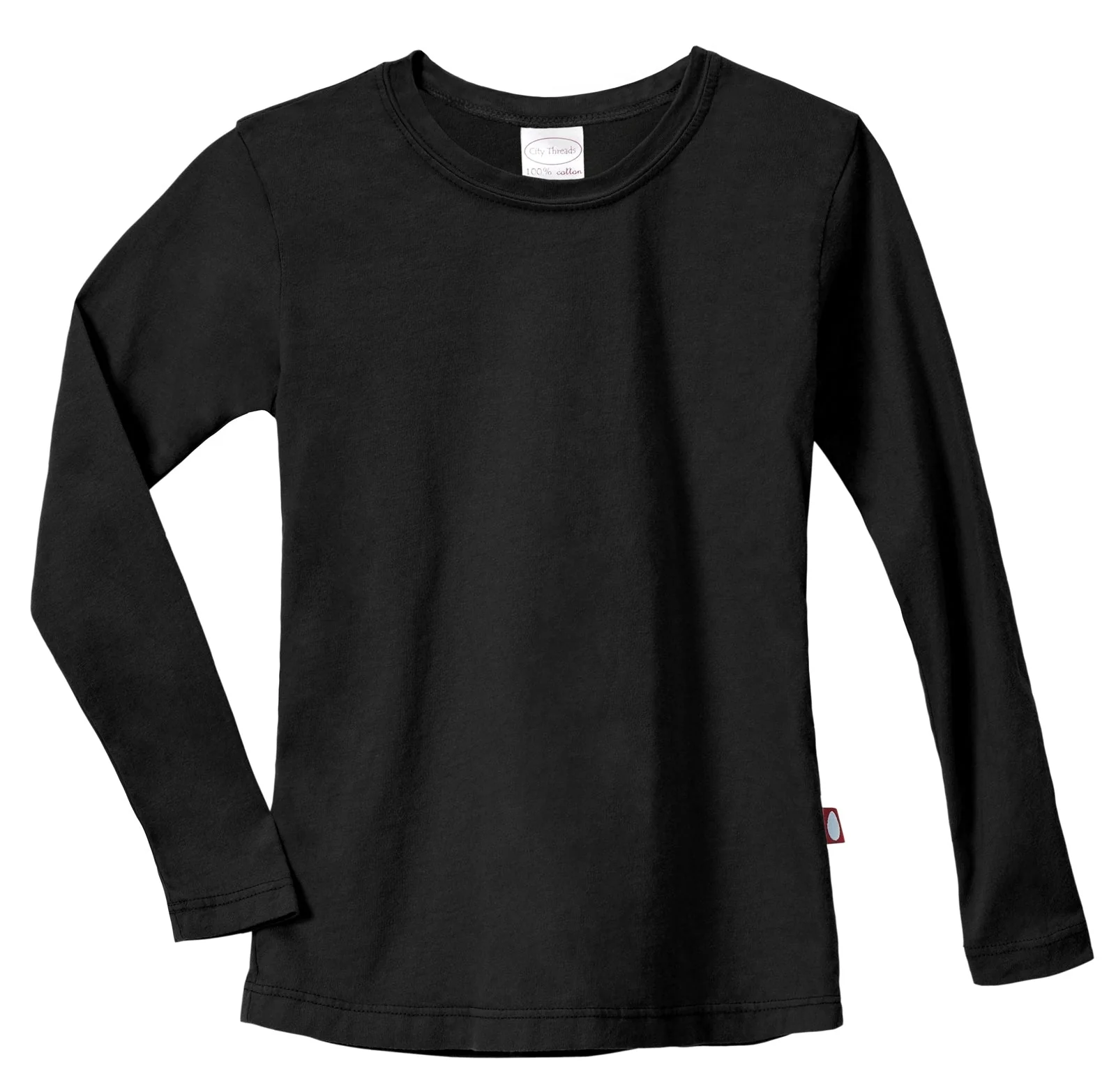 Girls Soft Cotton Jersey Long Sleeve Tee | Black - Remutear