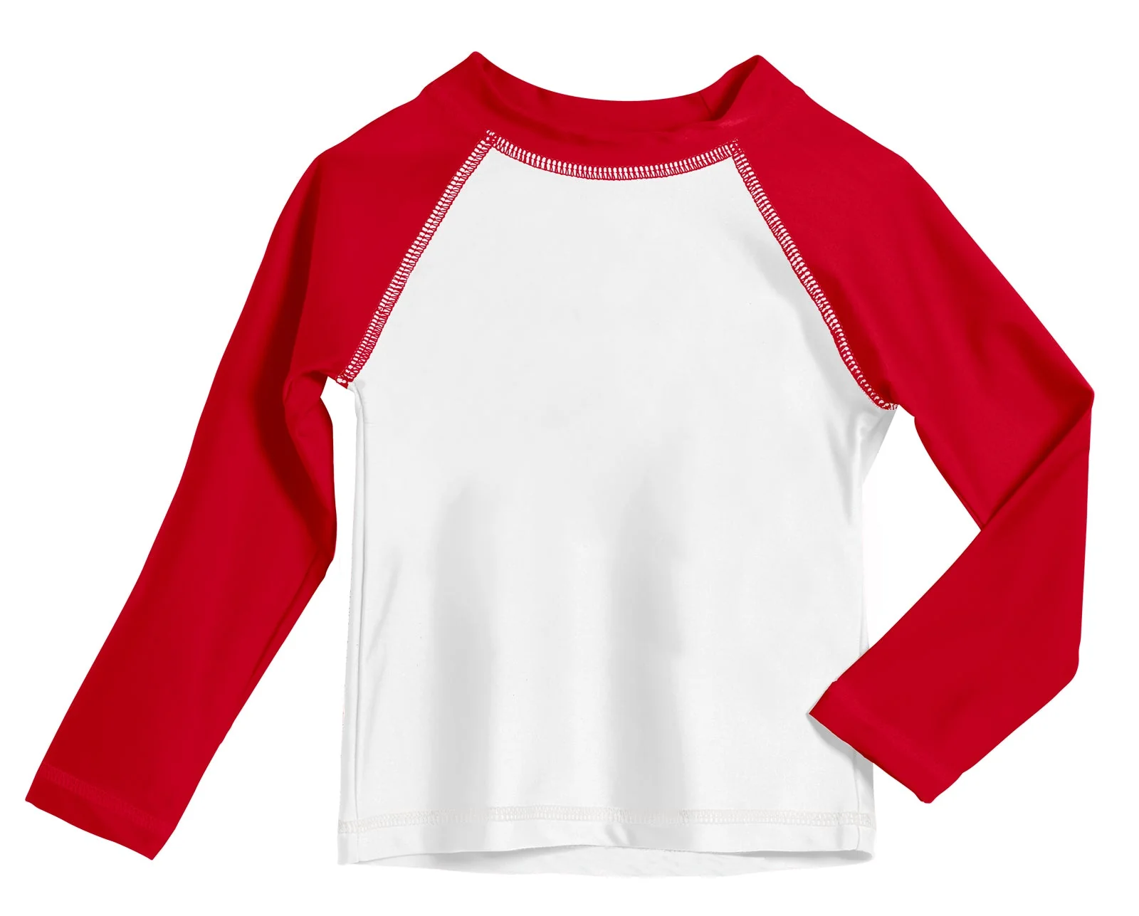 Boys UPF 50+ Color Block Solid Long Sleeve Rashguard | White with Red - Remutear