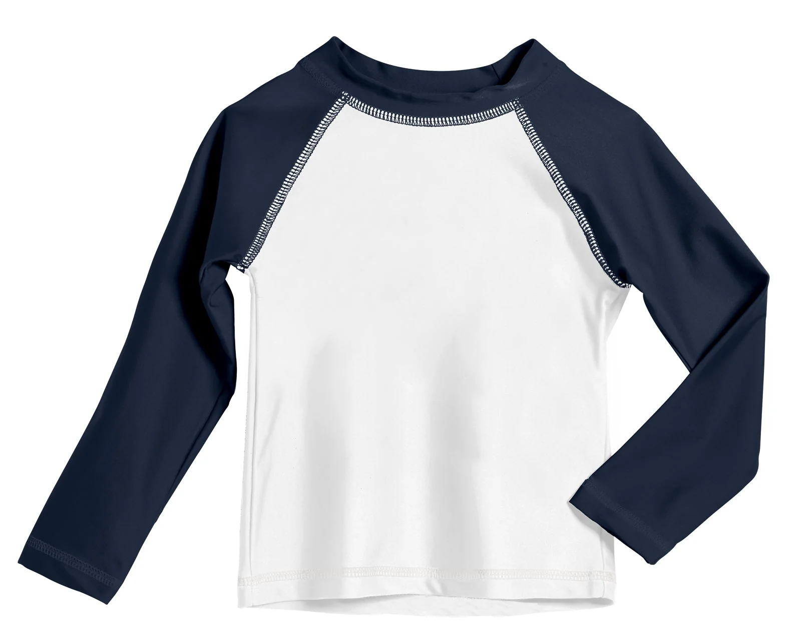 Boys UPF 50+ Color Block Solid Long Sleeve Rashguard | White with Navy - Remutear