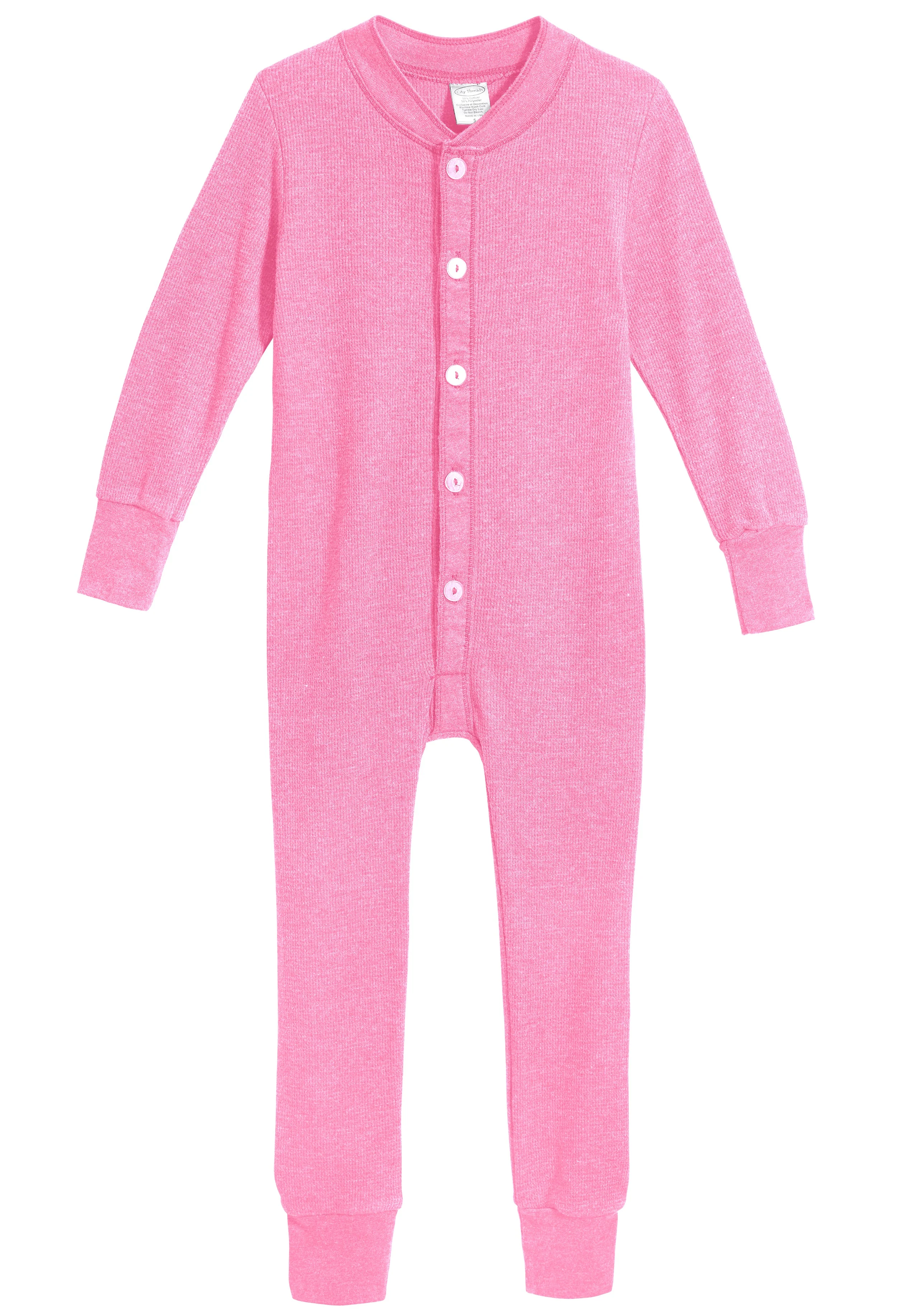 Boys and Girls Soft & Cozy Thermal One- Piece Union Suit  | Medium Pink - Remutear