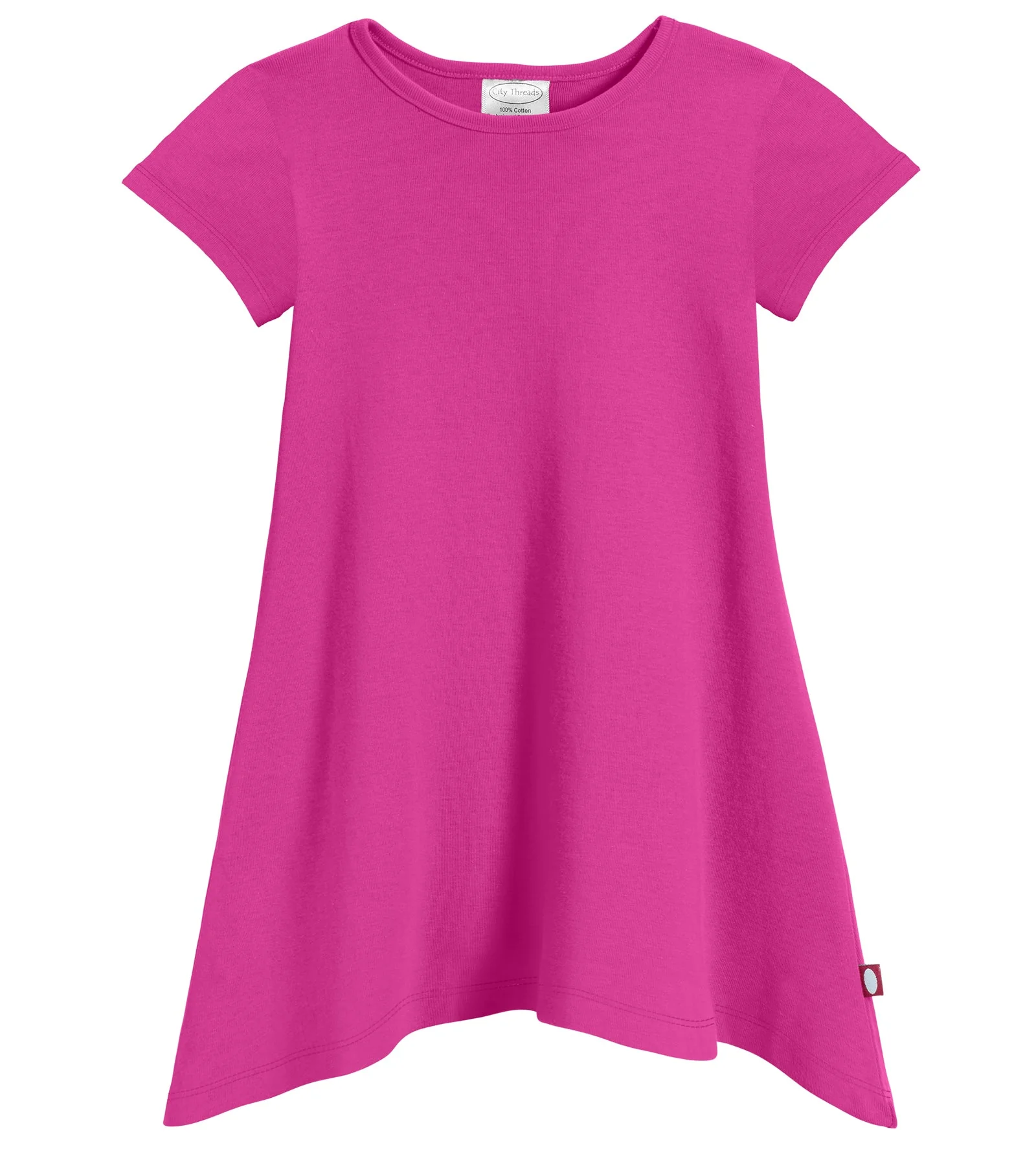 Girls Soft Cotton Jersey Short Sleeve Shark Bite Tunic - Remutear