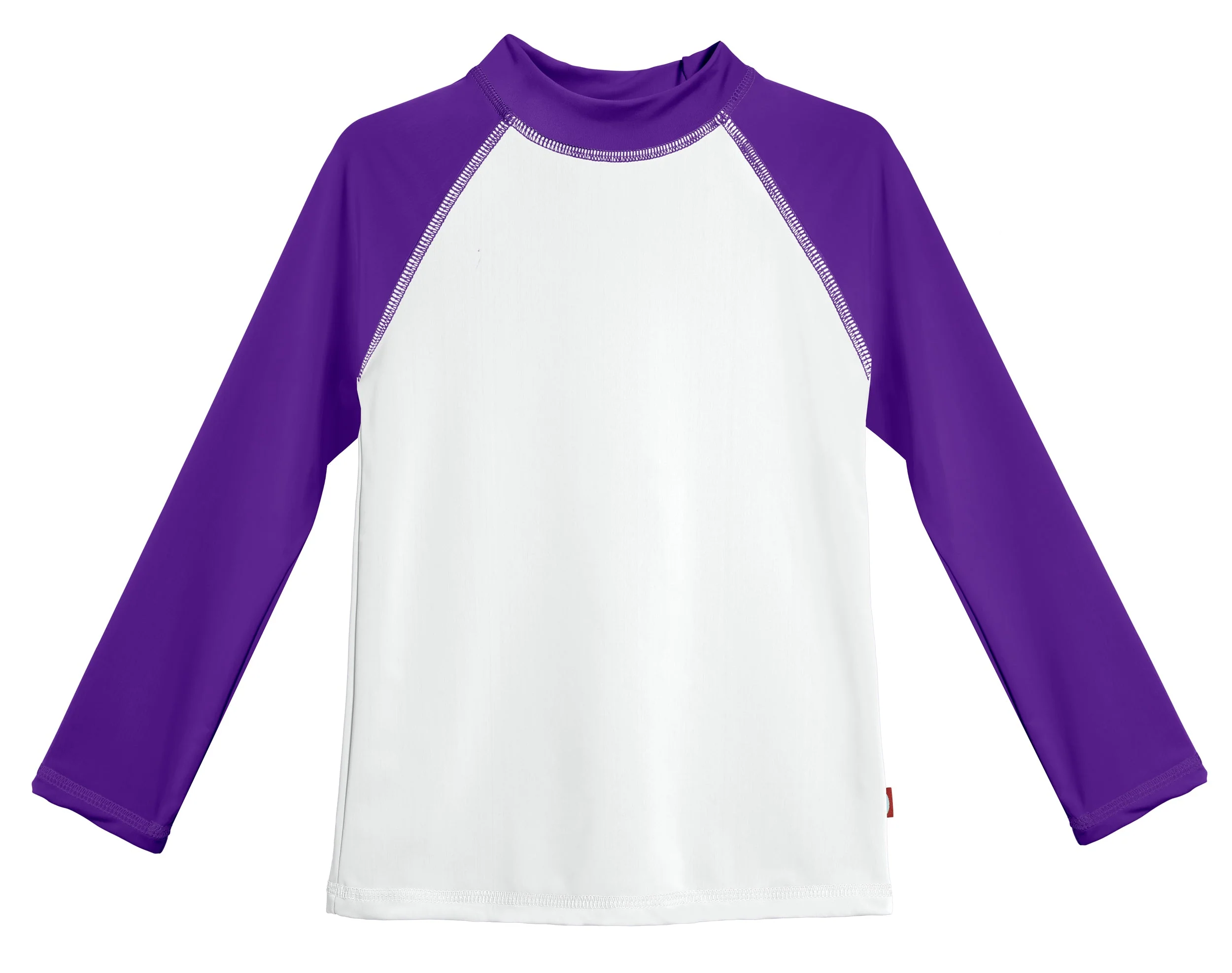 Girls UPF 50+ Color Block Long Sleeve Rashguard | White with Purple - Remutear