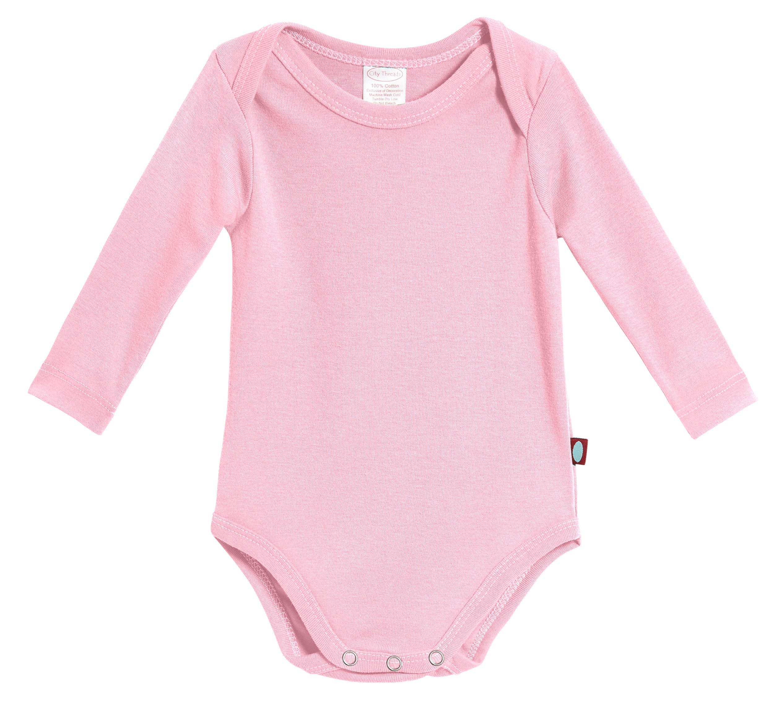 Super-Soft Organic Cotton Baby Rib Long Sleeve Snap Onesie| Bright Light Pink - Remutear