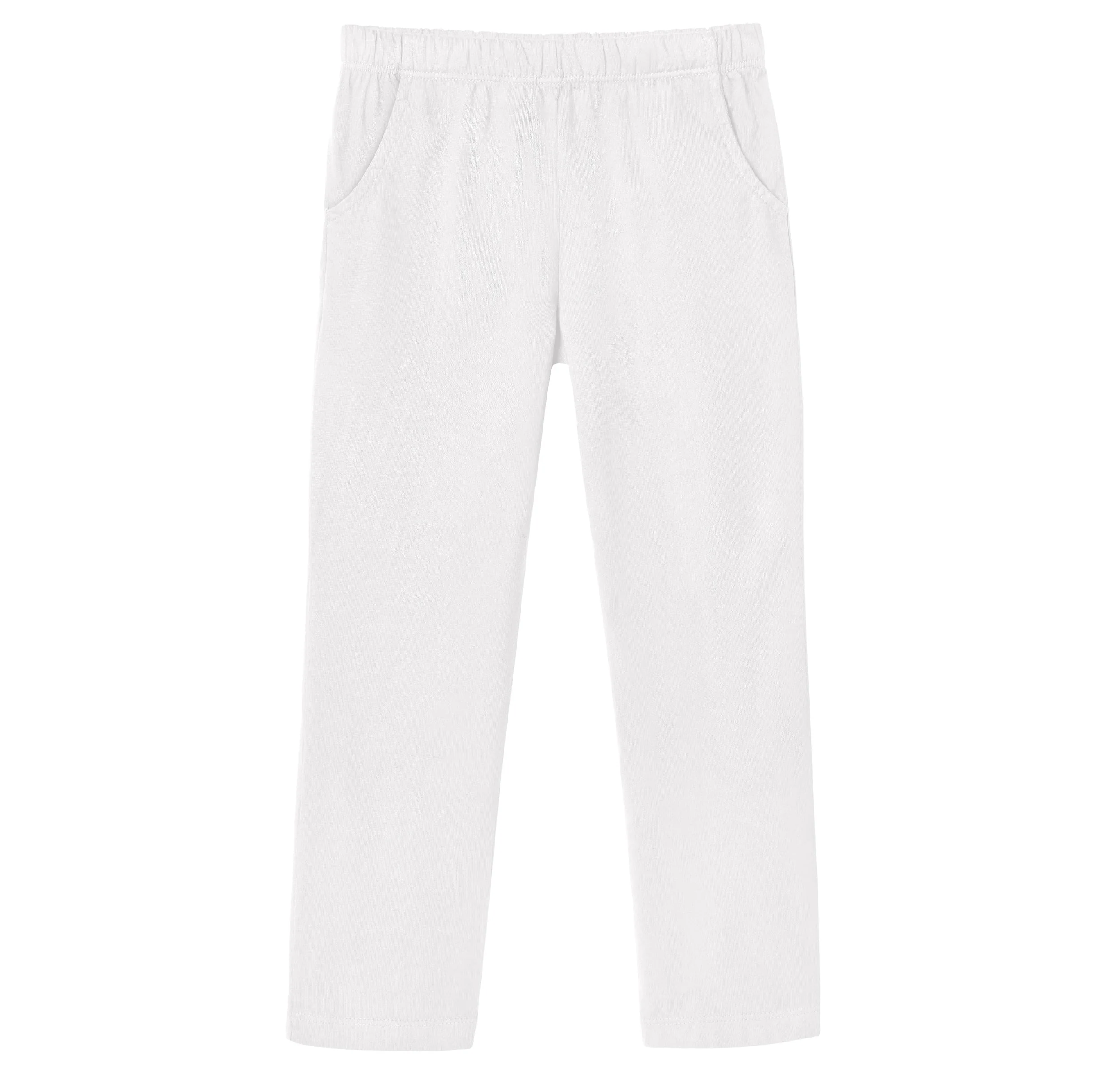 Girls Soft Cotton UPF 50+ Jersey Pocket Pants | White - Remutear