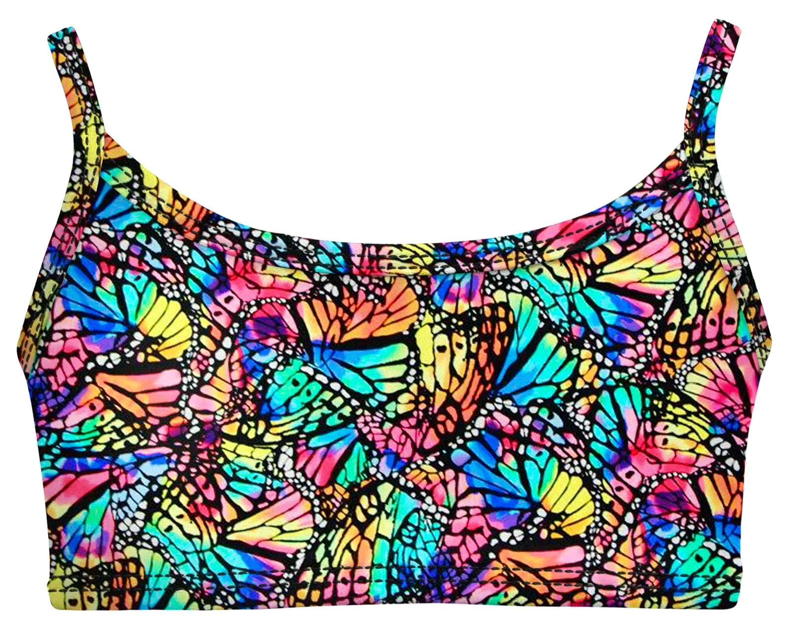 Girls UPF 50+ Printed Bikini Swim Top  | Butterfly Wings - Remutear