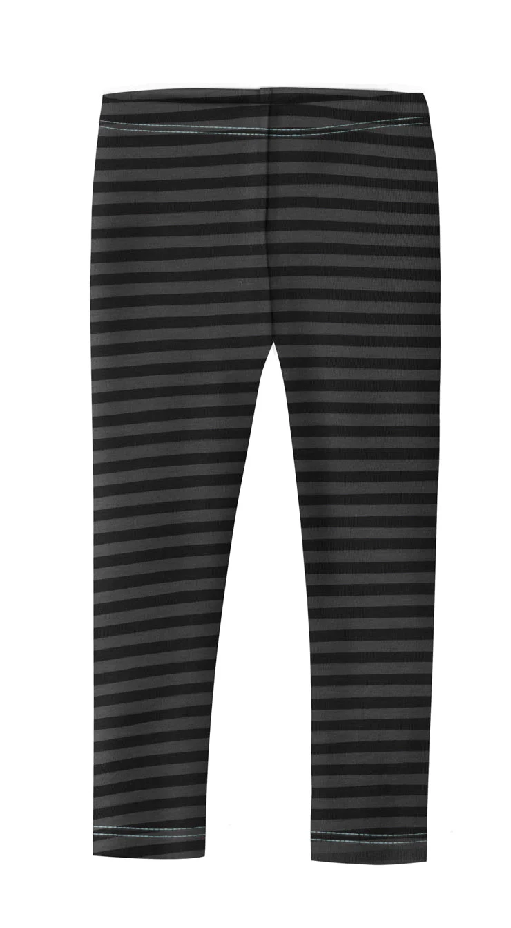 Girls Soft Stripe Leggings  | Black - Remutear