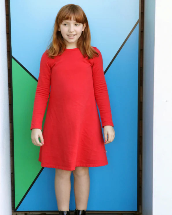 Girls Lightweight Soft Cotton Fleece A-Line Dress| Forest Green - Remutear