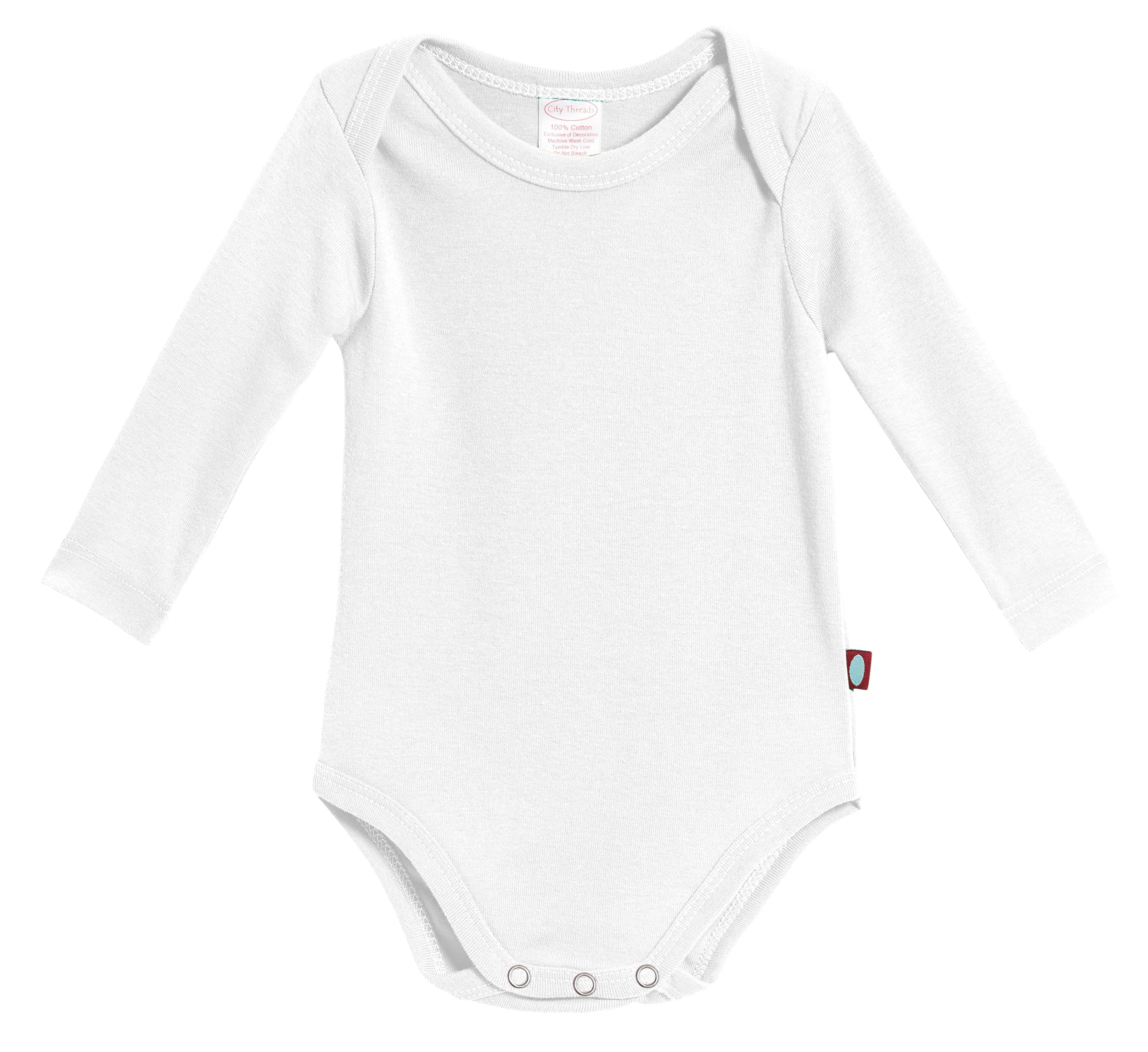 Super-Soft Organic Cotton Baby Rib Long Sleeve Snap Onesie| White - Remutear