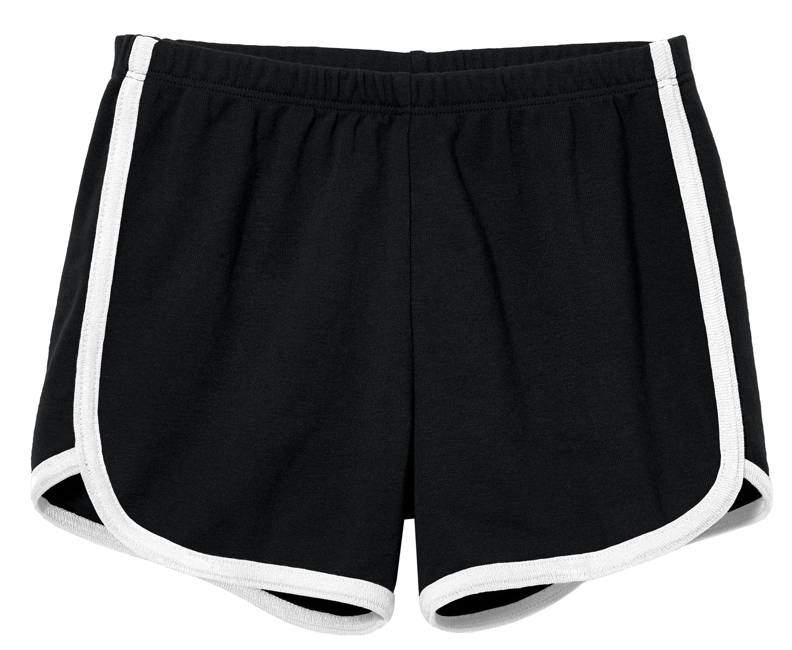 Girls Soft Cotton Knit Short with Trim | Black w. White Trim - Remutear