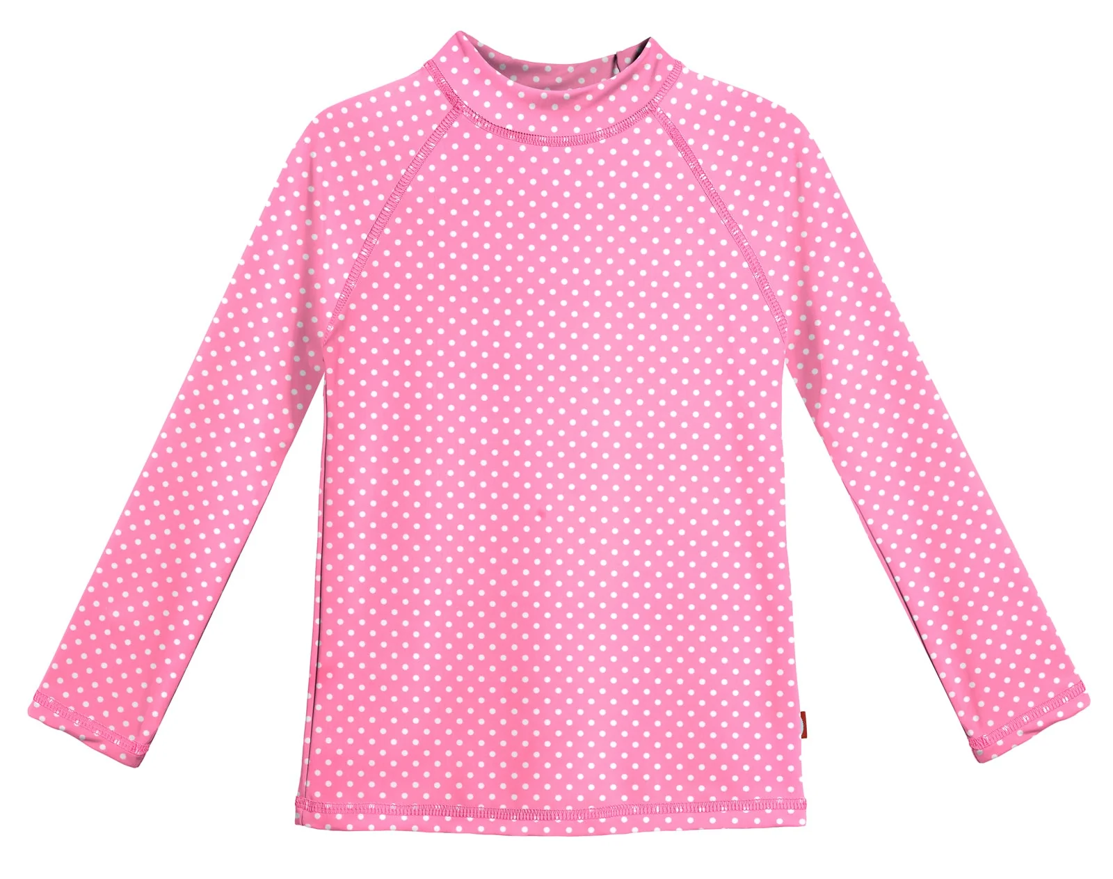 Girls UPF 50+ Printed Long Sleeve Rashguard | Pink w- White Polka Dot - Remutear