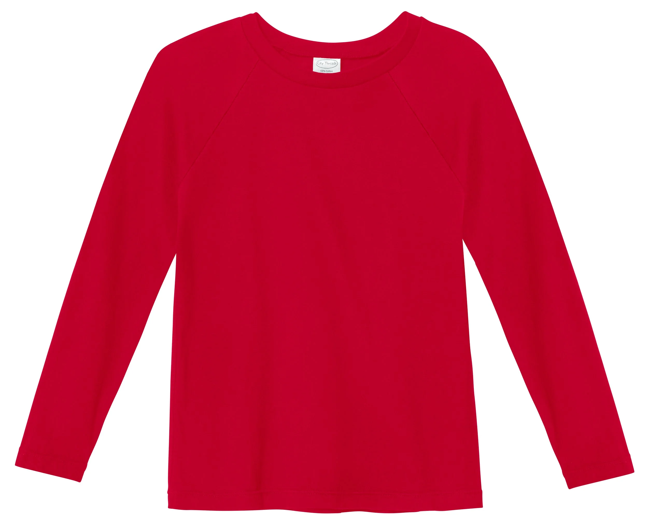 Boys Super-Soft 100% Organic Cotton Raglan Long Sleeve Tee | Red - Remutear
