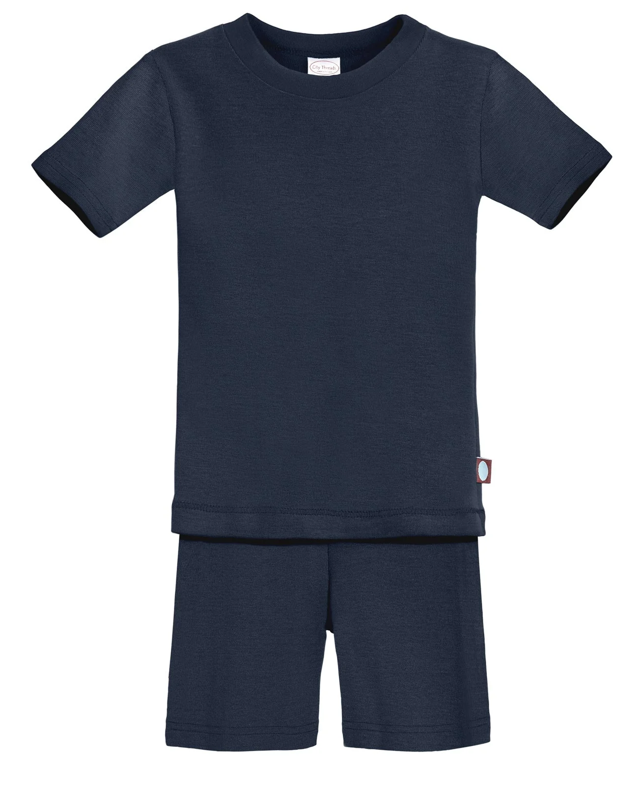 Boys and Girls Soft Organic Cotton Short Sleeve Snug Fit Pajama Set | Navy - Remutear