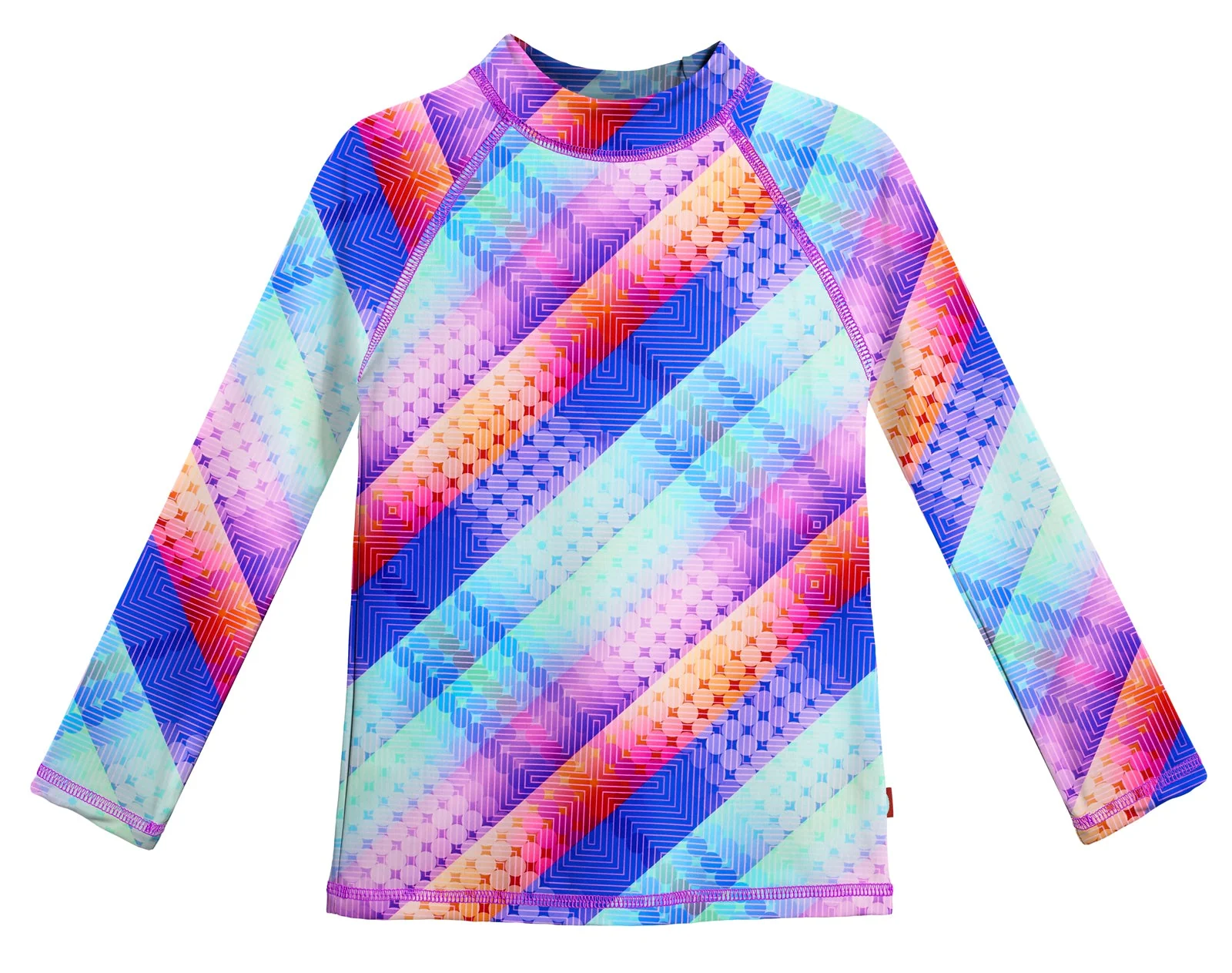 Girls UPF 50+ Printed Long Sleeve Rashguard | Plaid Diagonal - Remutear