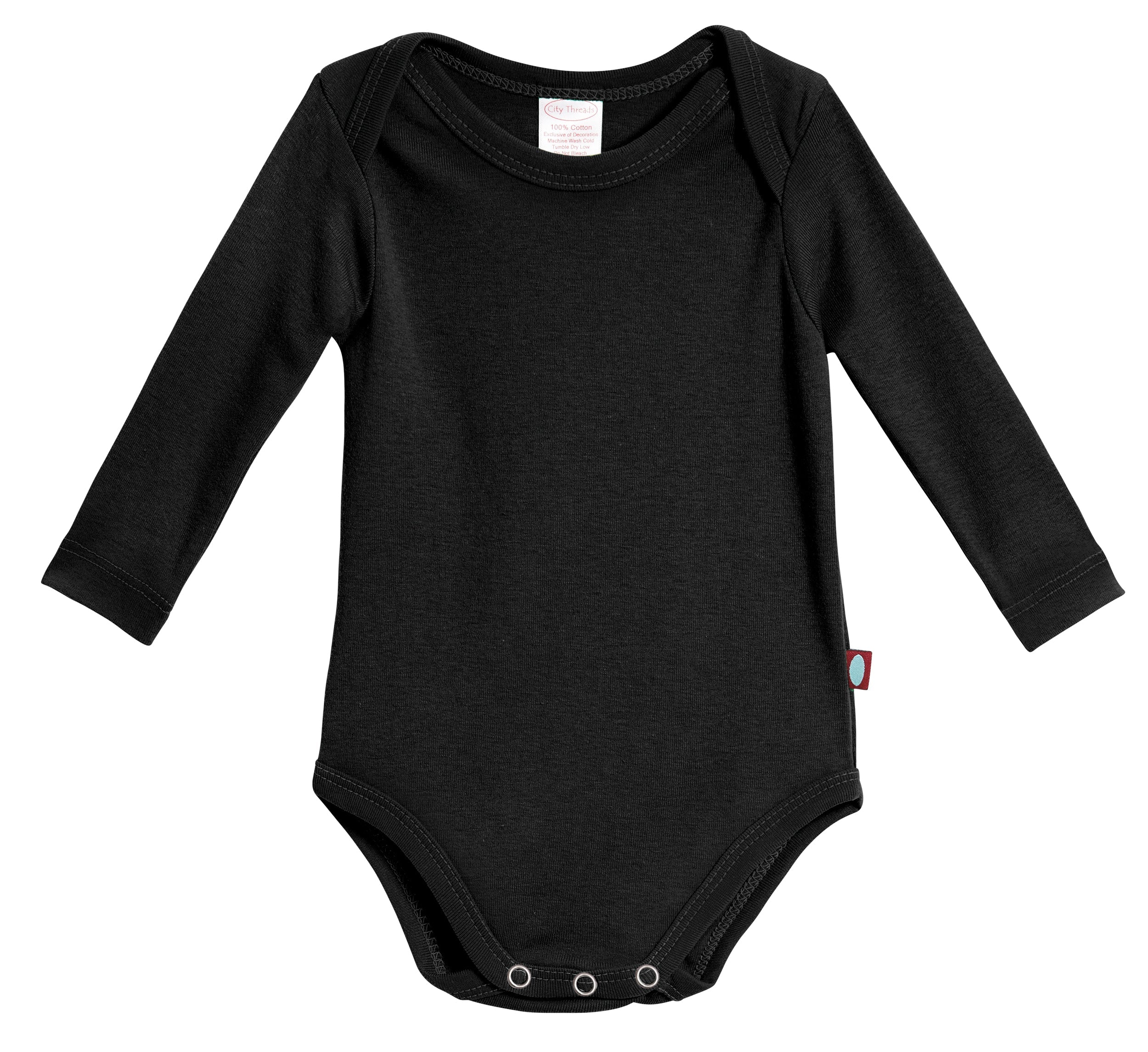 Super-Soft Organic Cotton Baby Rib Long Sleeve Snap Onesie| Black - Remutear