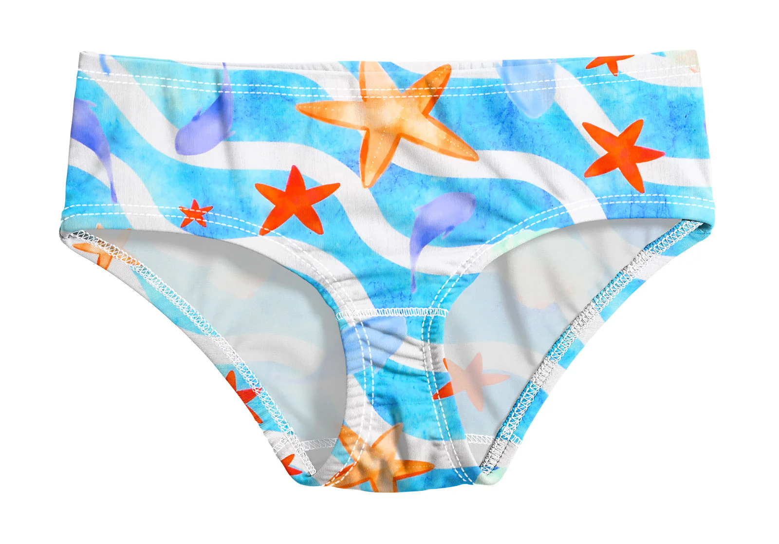 Girls UPF 50+ Printed Swim Briefs  | Marine Life - Remutear