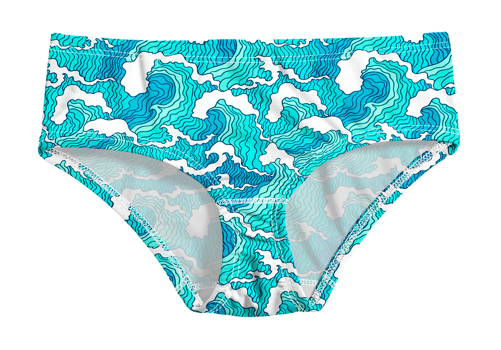 Girls UPF 50+ Printed Swim Briefs  | Turq Waves - Remutear