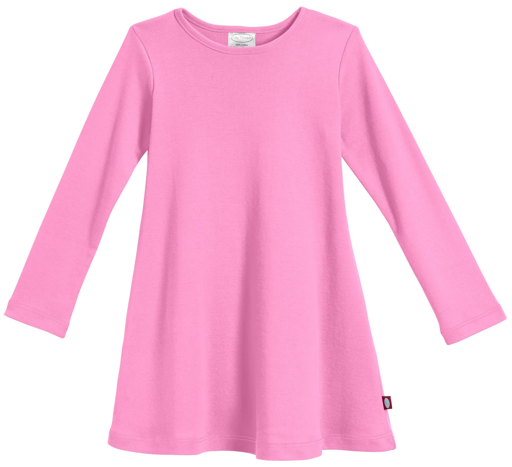 Girls Soft Cotton Long Sleeve Baby Rib Dress | Bubblegum - Remutear