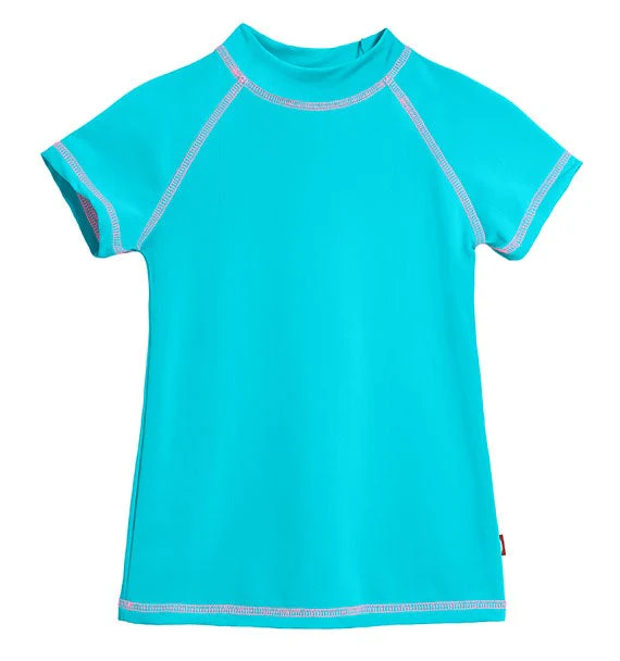 Girls UPF 50+ Short Sleeve Rashguard | Turquoise - Remutear