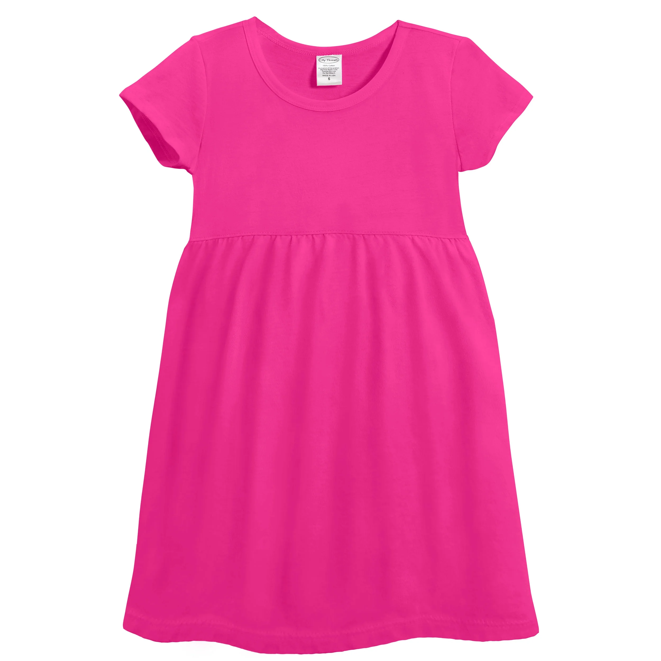 Soft Organic Cotton Empire Short Sleeve Sundress | Hot Pink - Remutear