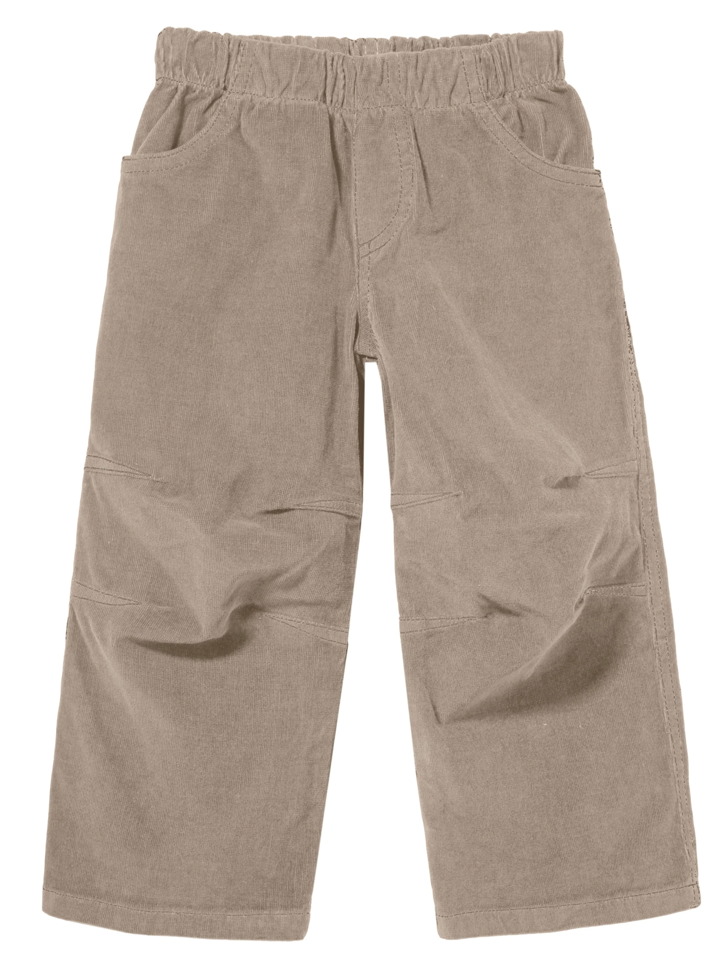 Soft Stretch Cord Pants With Knee Articulation - Matching Stitch | Dark Khaki - Remutear