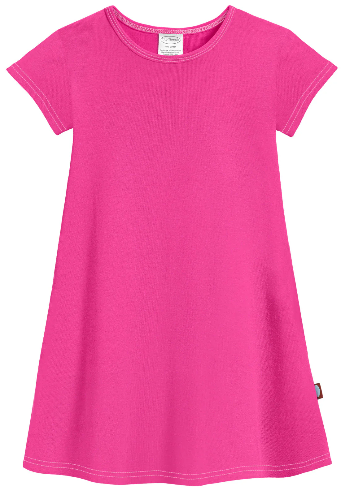 Girls Soft Cotton Jersey Cap Sleeve Dress | Hot Pink - Remutear