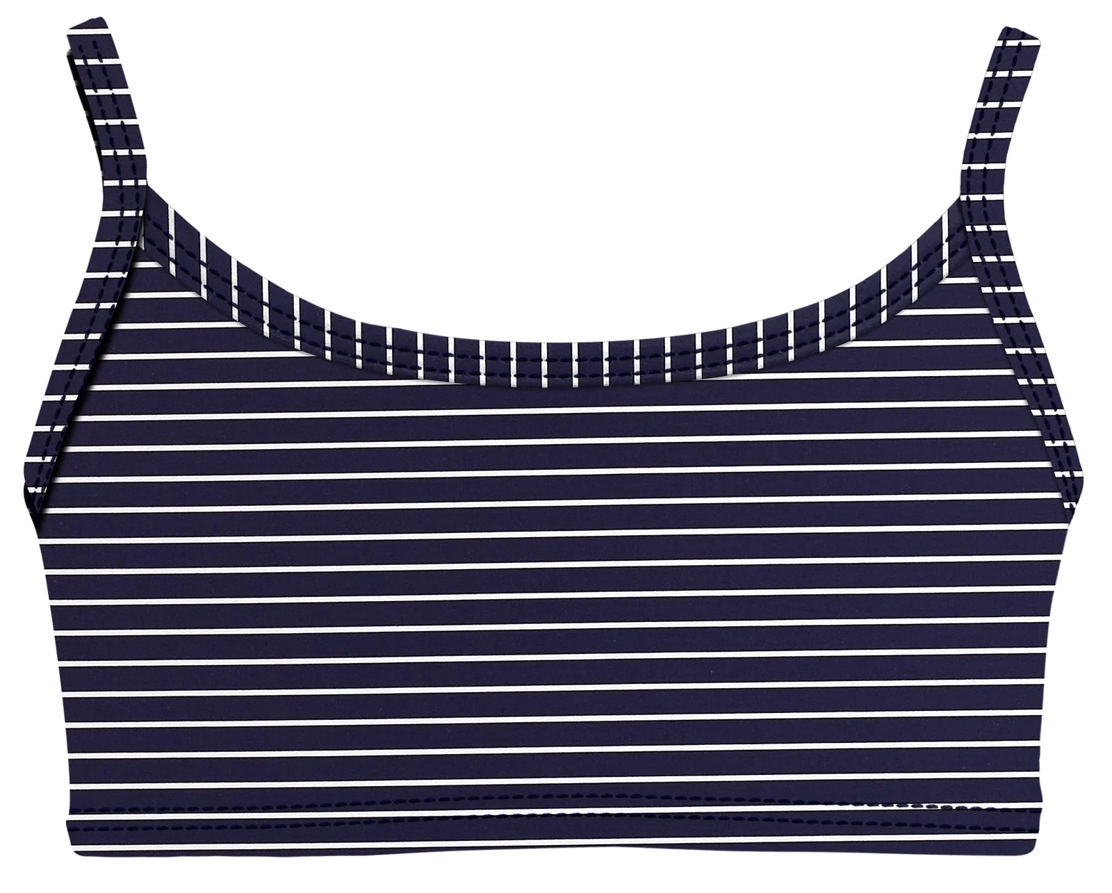 Girls UPF 50+ Printed Bikini Swim Top  | Marine Navy w- White Stripes - Remutear