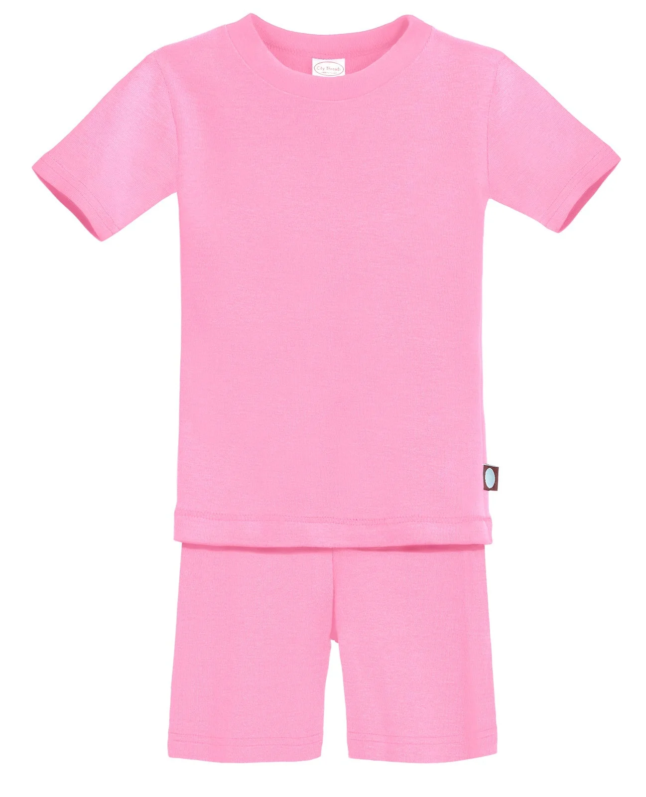 Boys and Girls Soft Organic Cotton Short Sleeve Snug Fit Pajama Set | Medium Pink - Remutear