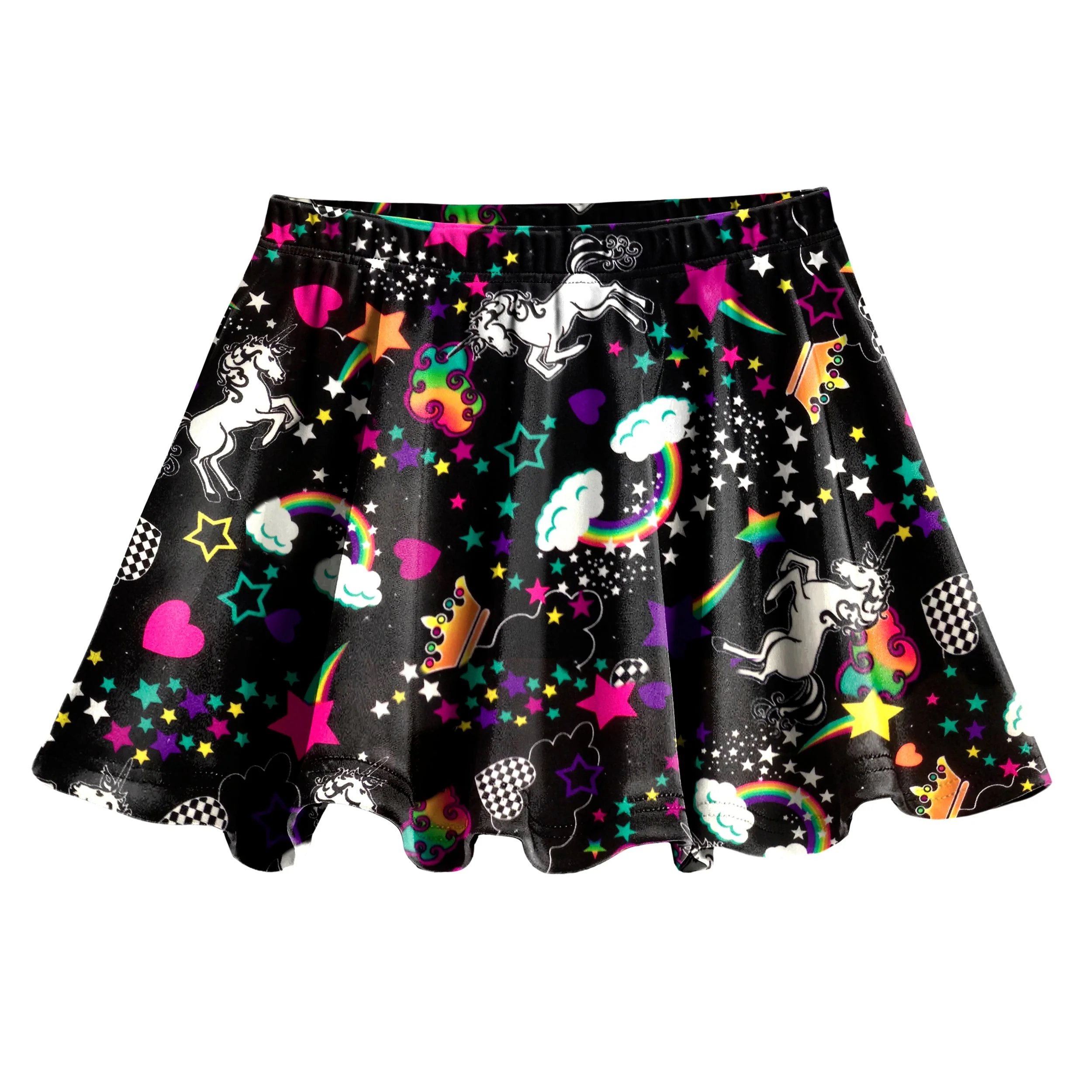 Girls Novelty Circle Skirt | Black Unicorn Dream - Remutear