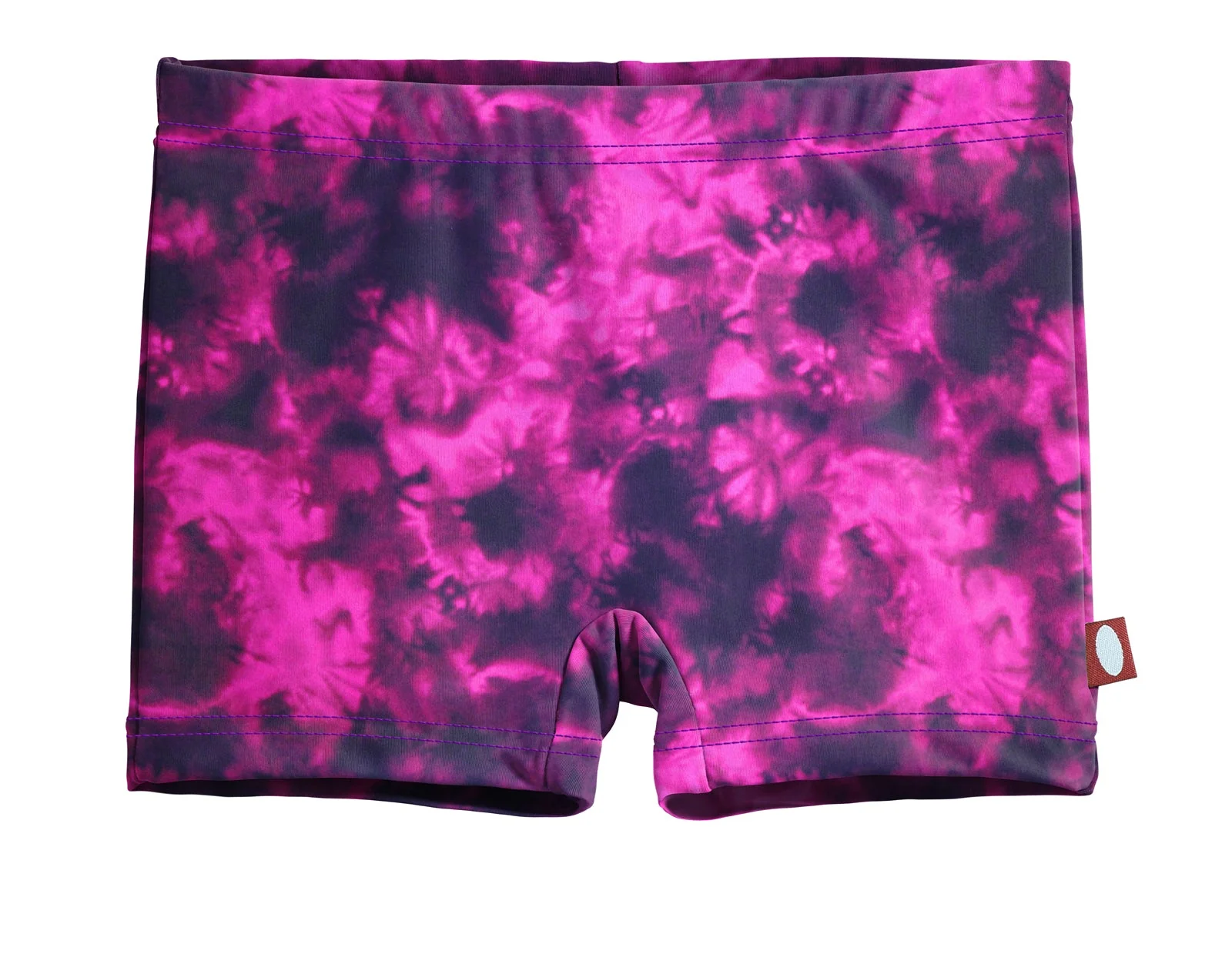 Girls UPF 50+ Printed Swim Boy Shorts  | Fuchsia Black Tie Dye - Remutear