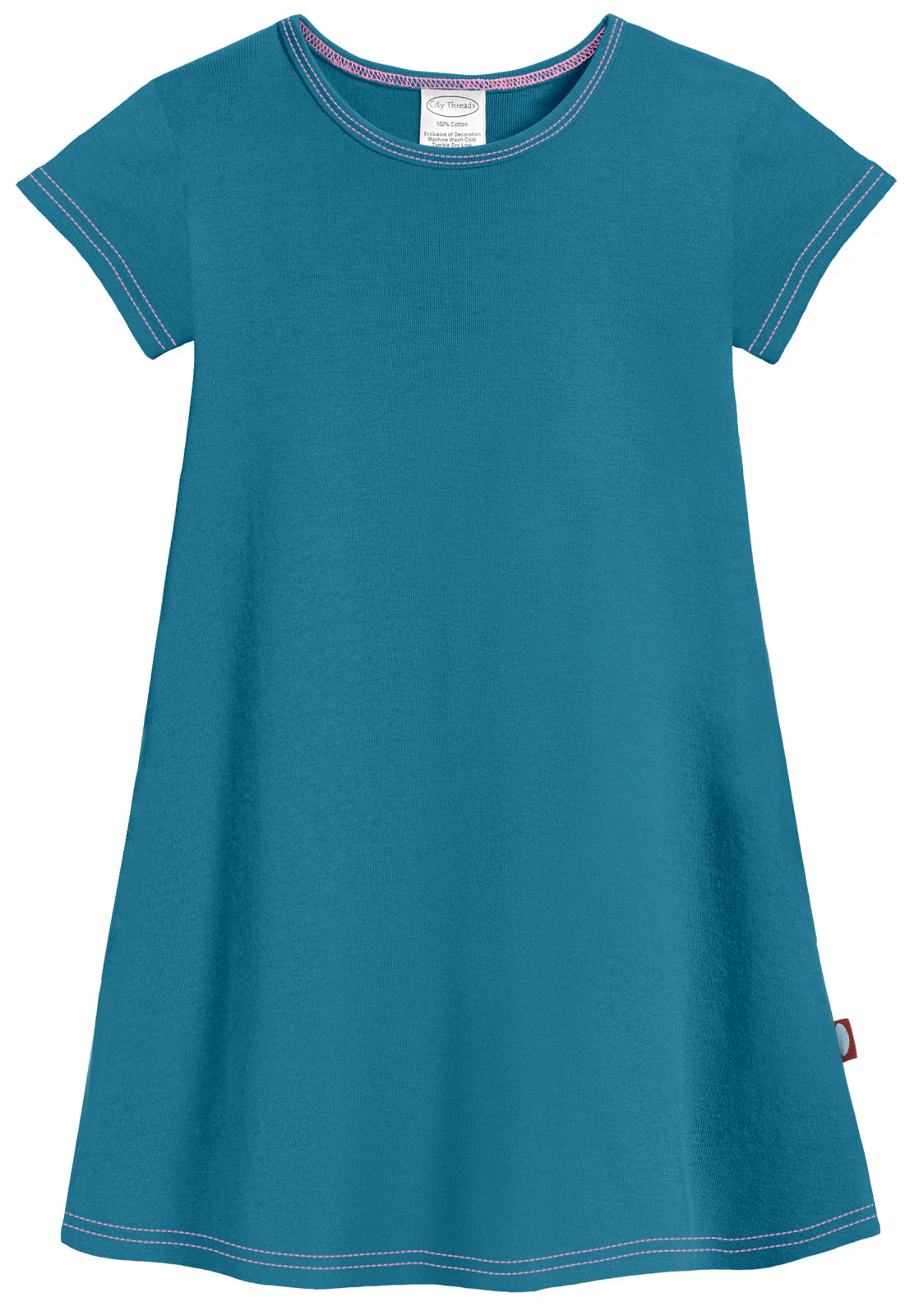 Girls Soft Cotton Jersey Cap Sleeve Dress | Teal - Remutear