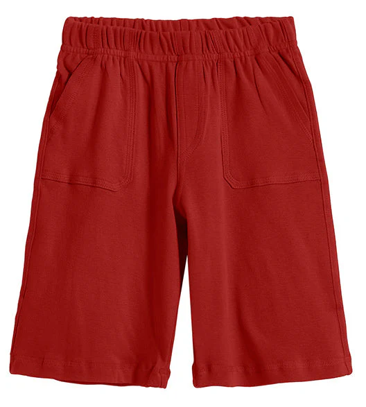 Boys Soft Cotton UPF 50+ 3 -Pocket Jersey Shorts | Red - Remutear