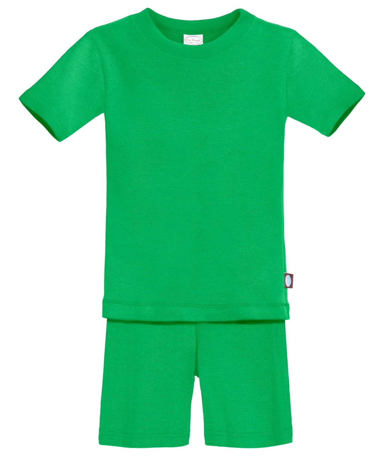 Boys and Girls Soft Organic Cotton Short Sleeve Snug Fit Pajama Set | Elf Green - Remutear